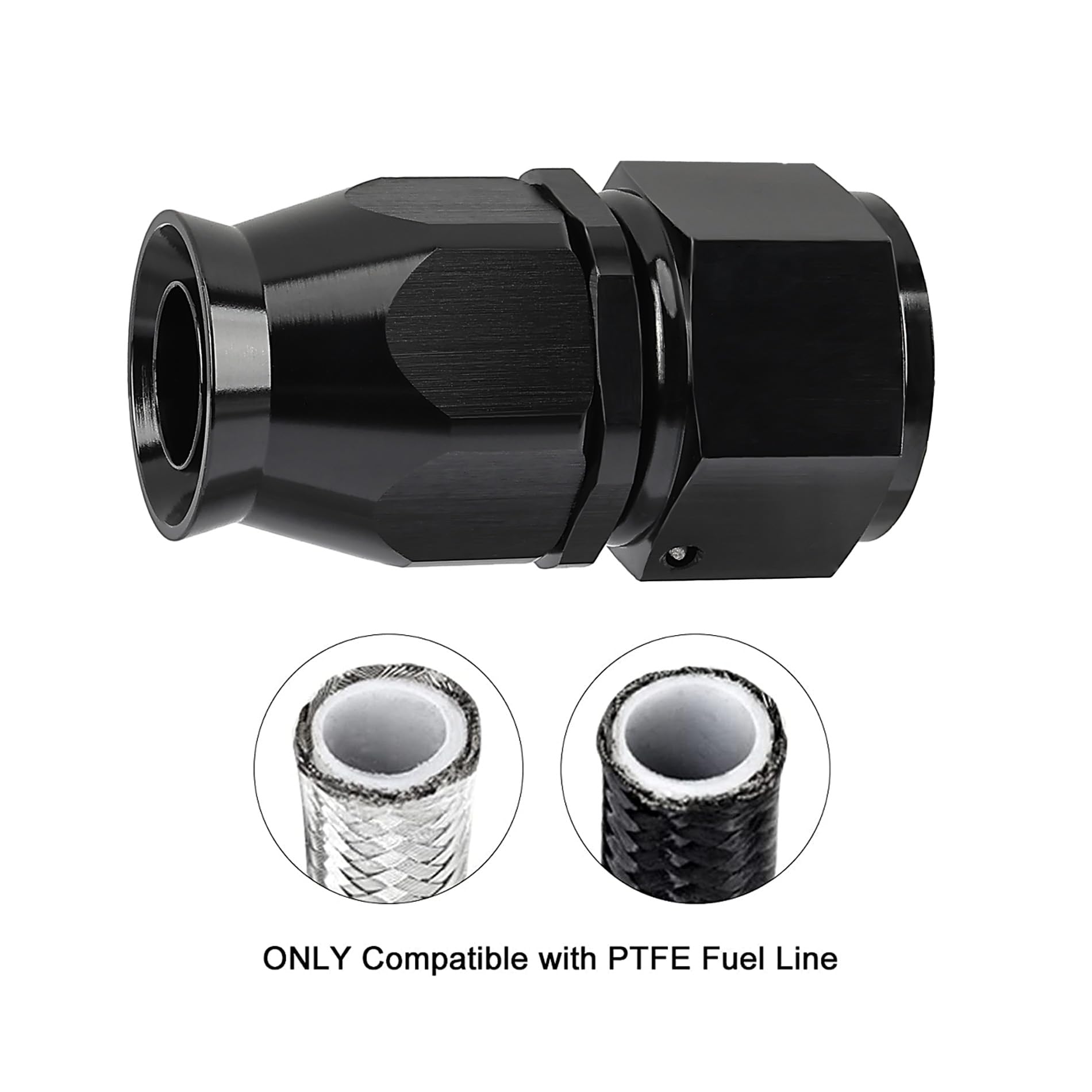 Evil Energy 12An Ptfe Hose End Fitting Straight Black For Ptfe Hose Only 2Pcs