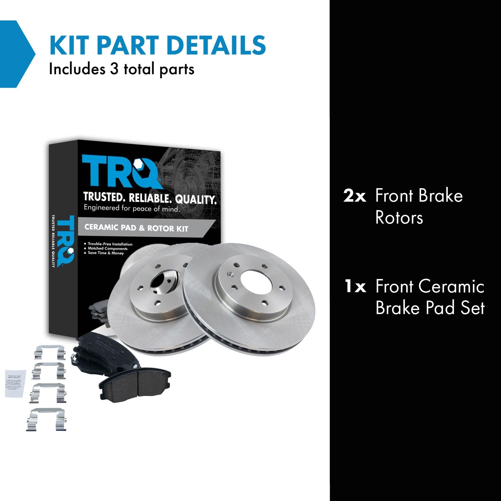 Trq Front Brake Pad & Rotor Kit Brake Pads Brake Rotor Ceramic Compatible With 2012-2015 Chevrolet Captiva Sport 2007-2009 Equin