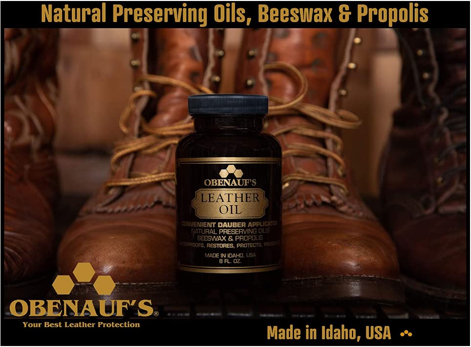 Obenauf'S Leather Oil - Leather Conditioner (8Oz) - Restore And Protect Leather Boots, Jackets, Purses As Well As Car Leather, Leather Furniture And Much More - Made In The Usa (With Applicator)