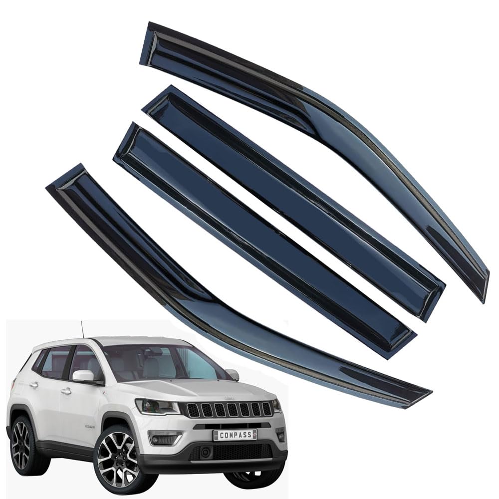 Rain Guards For Jeep Compass 2017-2023, Tape-On Side Window Deflectors For Jeep Compass, Window Visors For Jeep Cars, For Jeep C
