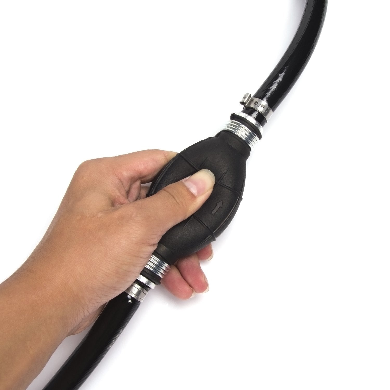 Fuel Line Assembly, Nylon Braided 5/16'' Marine Outboard Tank Fuel Hose Line Assembly, Outboard Gas Line With Hand Primer Pump B