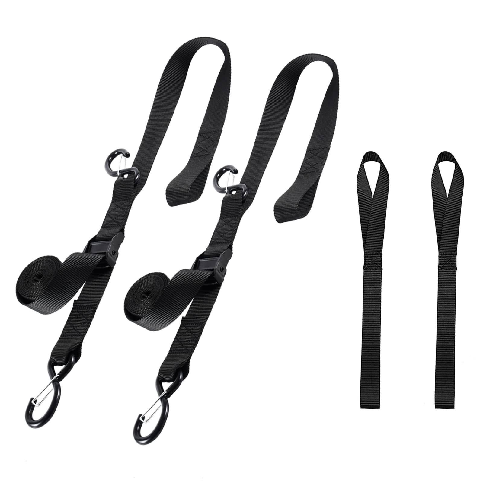 Motorcycle Handlebar Tie Down Straps, Dirt Bike Straps, Short Cam Buckle Tie Down Straps with S Hook and Soft Loops for Boat, Ka