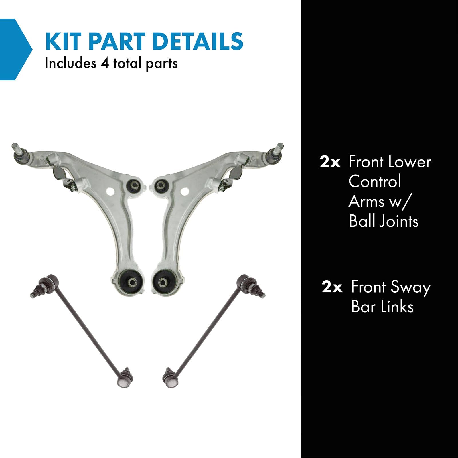 Trq Front Suspension Kit Control Arm With Ball Joint Sway Bar Stabilizer Link Compatible With 2009-2014 Nissan Maxima