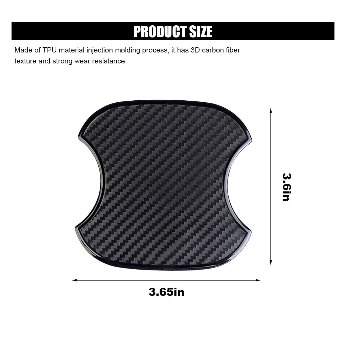 Smilfuy 4Pcs Car Door Handle Cup Scratch Protectors, Tpu Carbon Fiber Door Bowl 3D Sticker, Car Door Handle Paint Cover Guard Pa