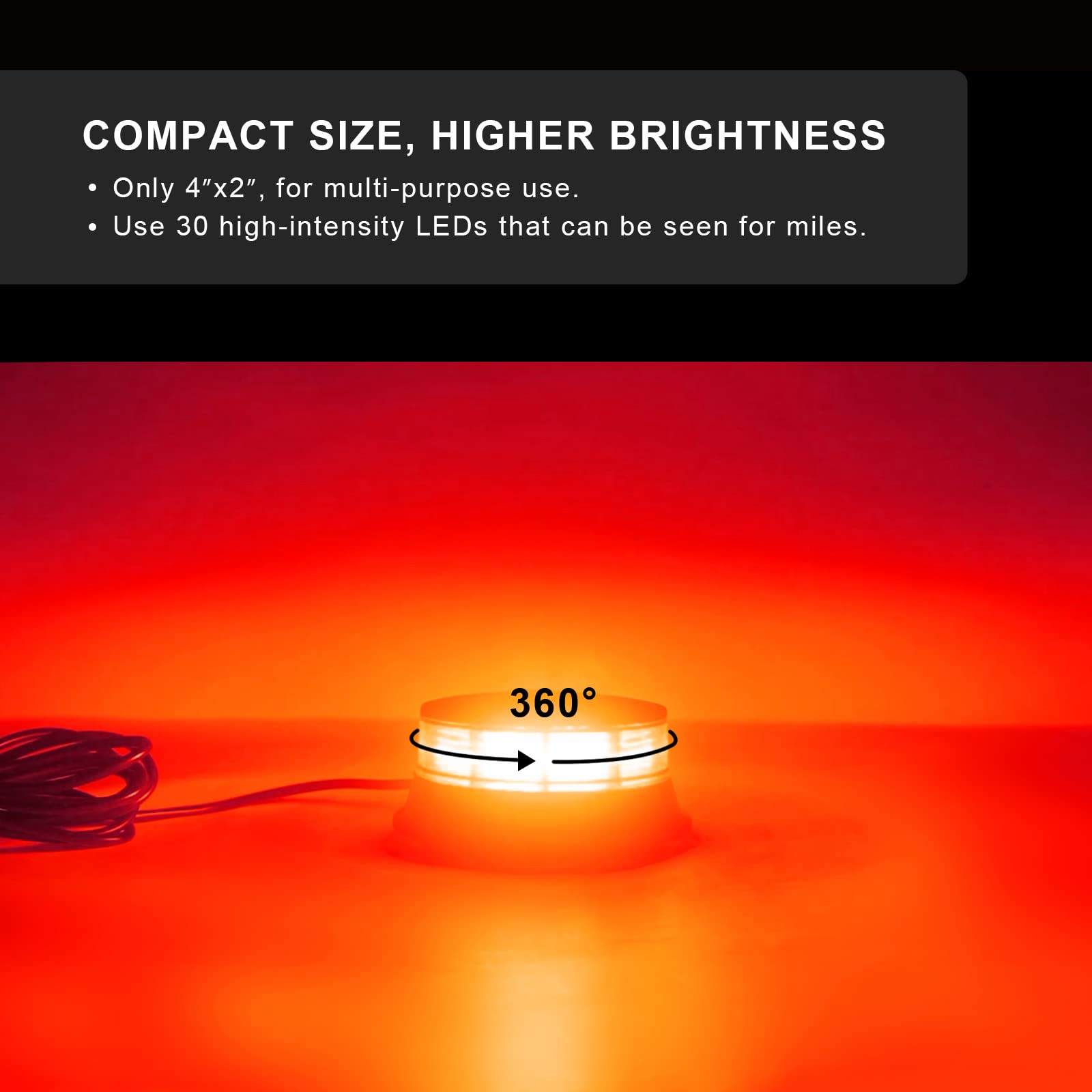 Agrieyes Red Beacon Light 4.2Inch, 7 Flashing Modes Safety Warning Lights Magnetic, Led Emergency Strobe Lights For Vehicles, Ca