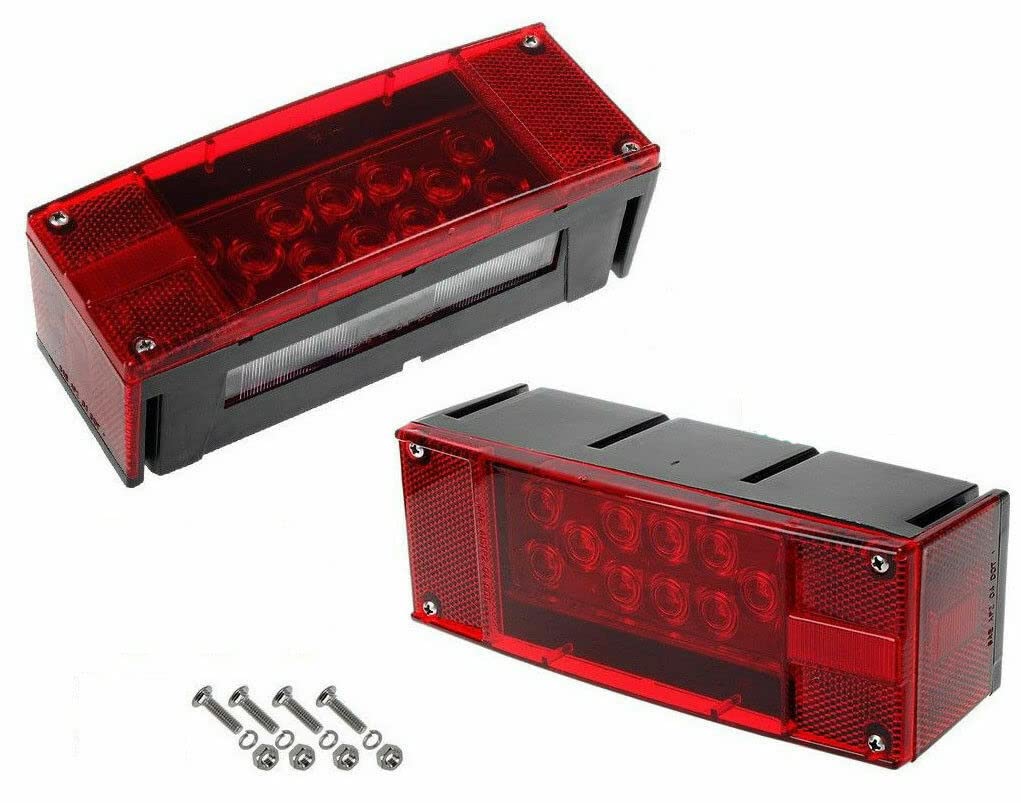 Left+Right/over 12 LED super diodes for each light/AUTO 2PCS 12V LED Submersible Low Profile Rectangular Trailer Lights, Tail St