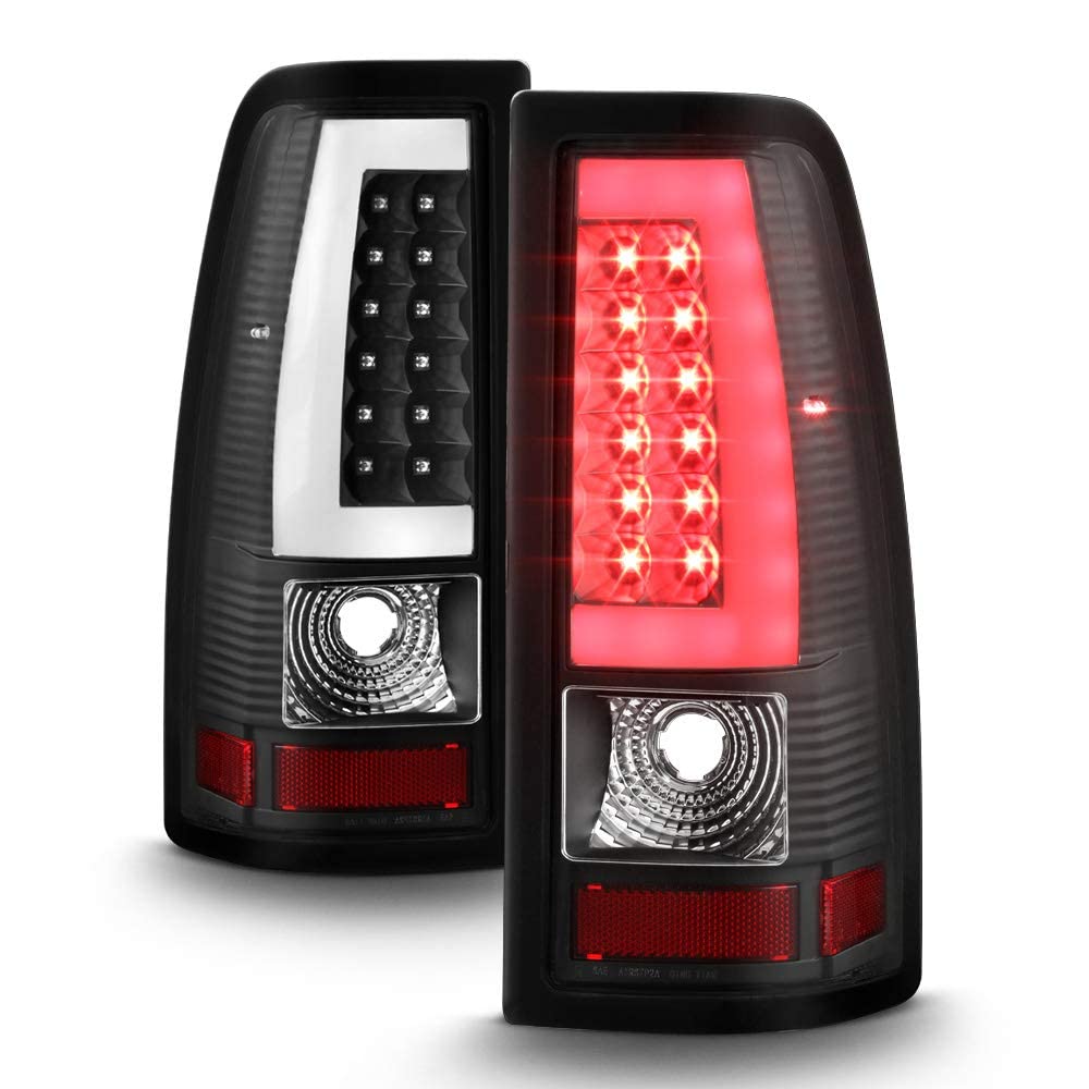 Acanii - For Black 1999-2002 Chevy Silverado 1500 99-06 Gmc Sierra Led Tube Tail Lights Lamps