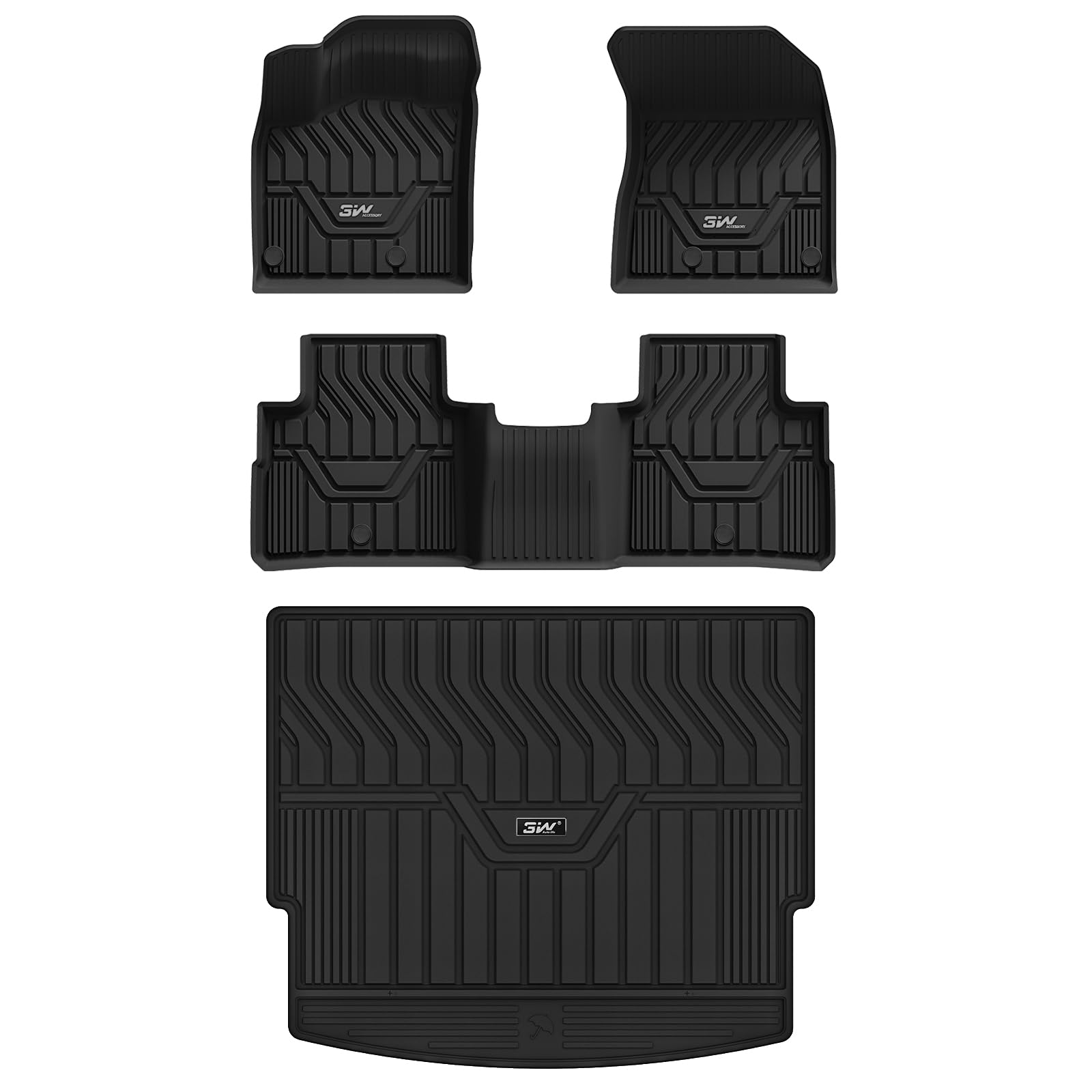 3W Floor Mats & Cargo Mats For 2021-2024 2025 Nissan Rogue, Custom Fit Tpe All Weather Floor Liner Full Set Rogue Accessories Car Mats Trunk Mats Fit With The Top Position (Not For Sport)