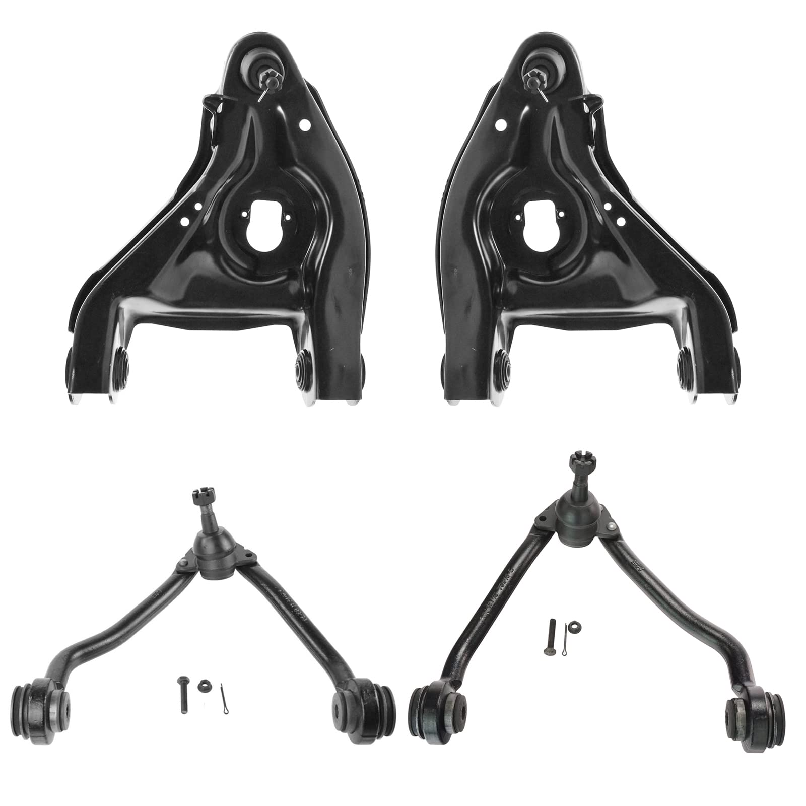 TRQ Front Upper & Lower Control Arm with Ball Joint Set Compatible with 2006-2008 Dodge Ram 1500
