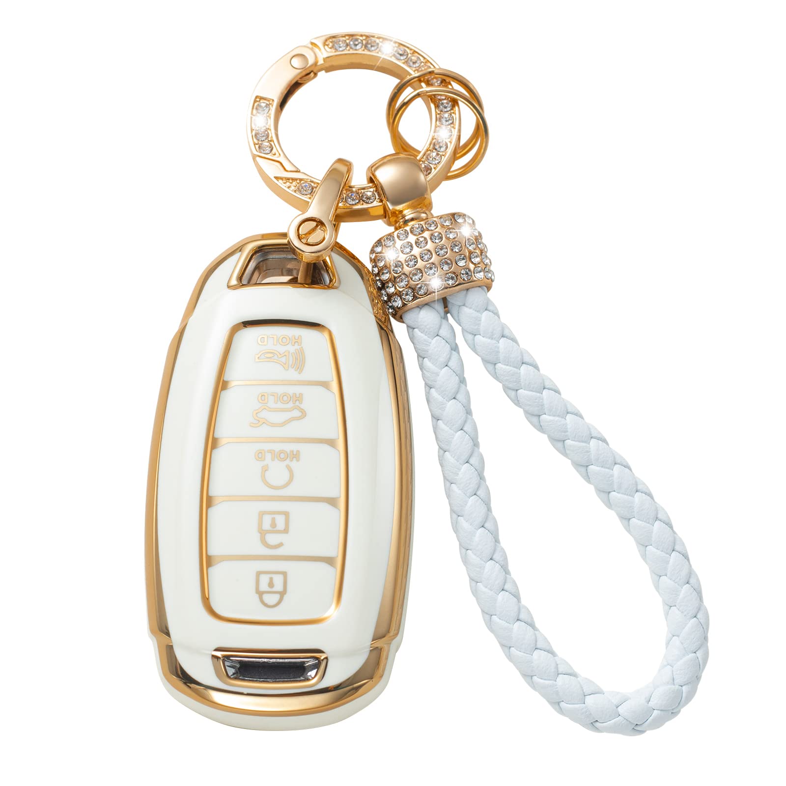 Gematay For Hyundai Key Fob Cover With Keychain Lanyard, Key Fob Protector Shell Compatible With Elantra Gt Sport Santa Fe Palis