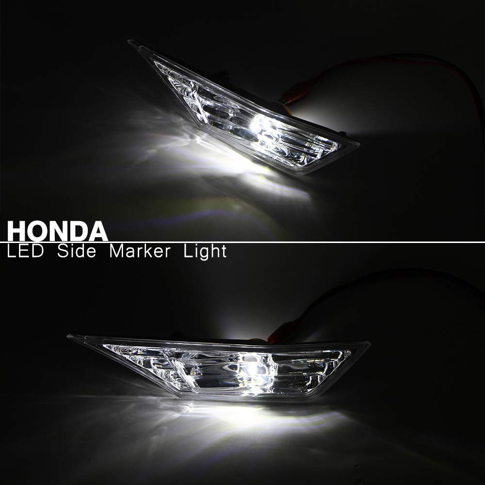 Nslumo Front Led Side Marker Lights For Honda Civic 10Th Gen 2016-2021 Coupe Hatchback With 2Pcs T10 Light Bulbs Oem#Ho2551127N