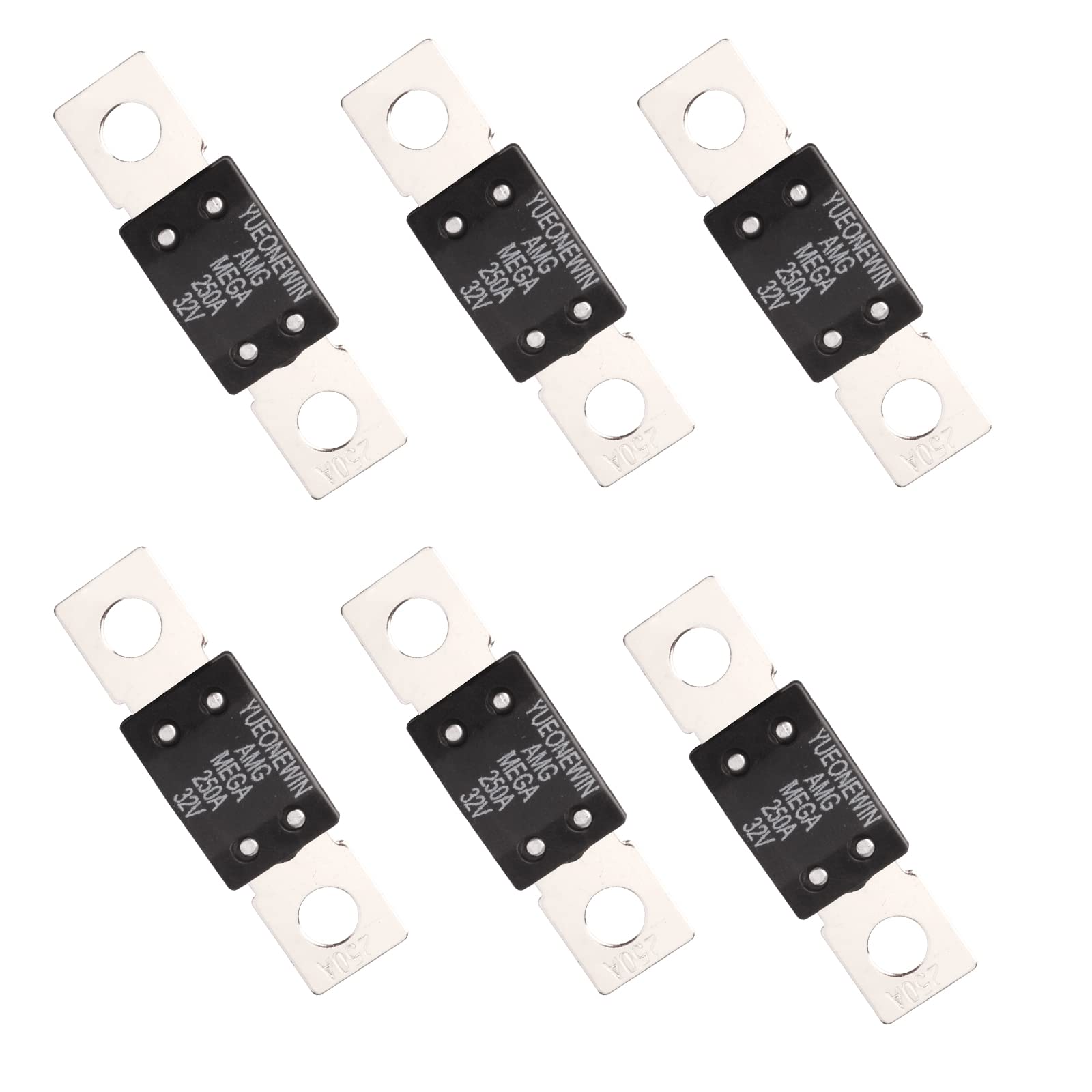 250A MEGA/AMG Fuses, 6 Pcs 250A MEGA/AMG High Current Fuse Bolt Down Auto Fuse Time Delay for Cars, Trucks, Construction Vehicle