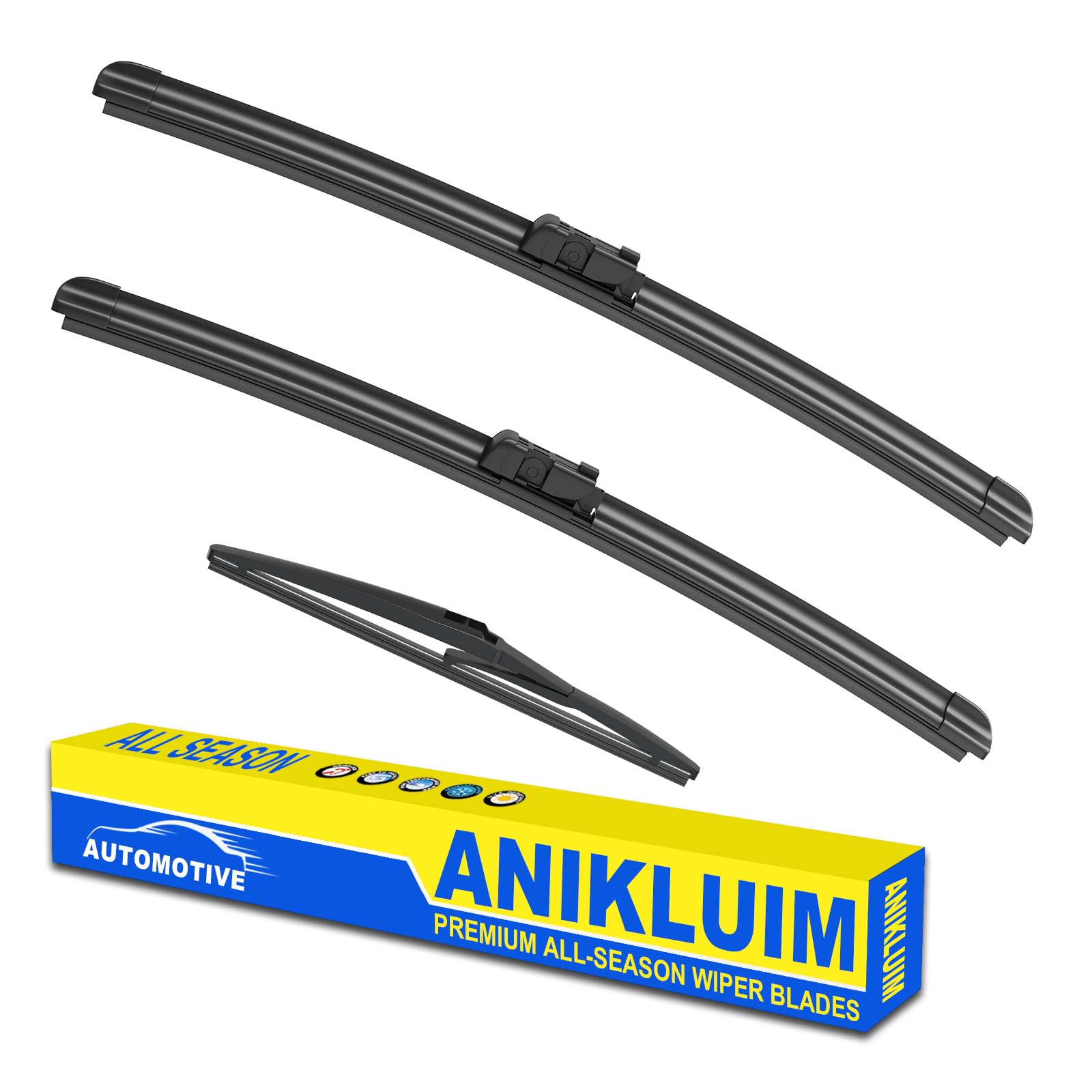 Anikluim 24''+22'' Wiper Blades With 12'' Rear Wiper Blade Set Replacement For 2010-2019 Mkt Flex Windshield Wipers Original Fac