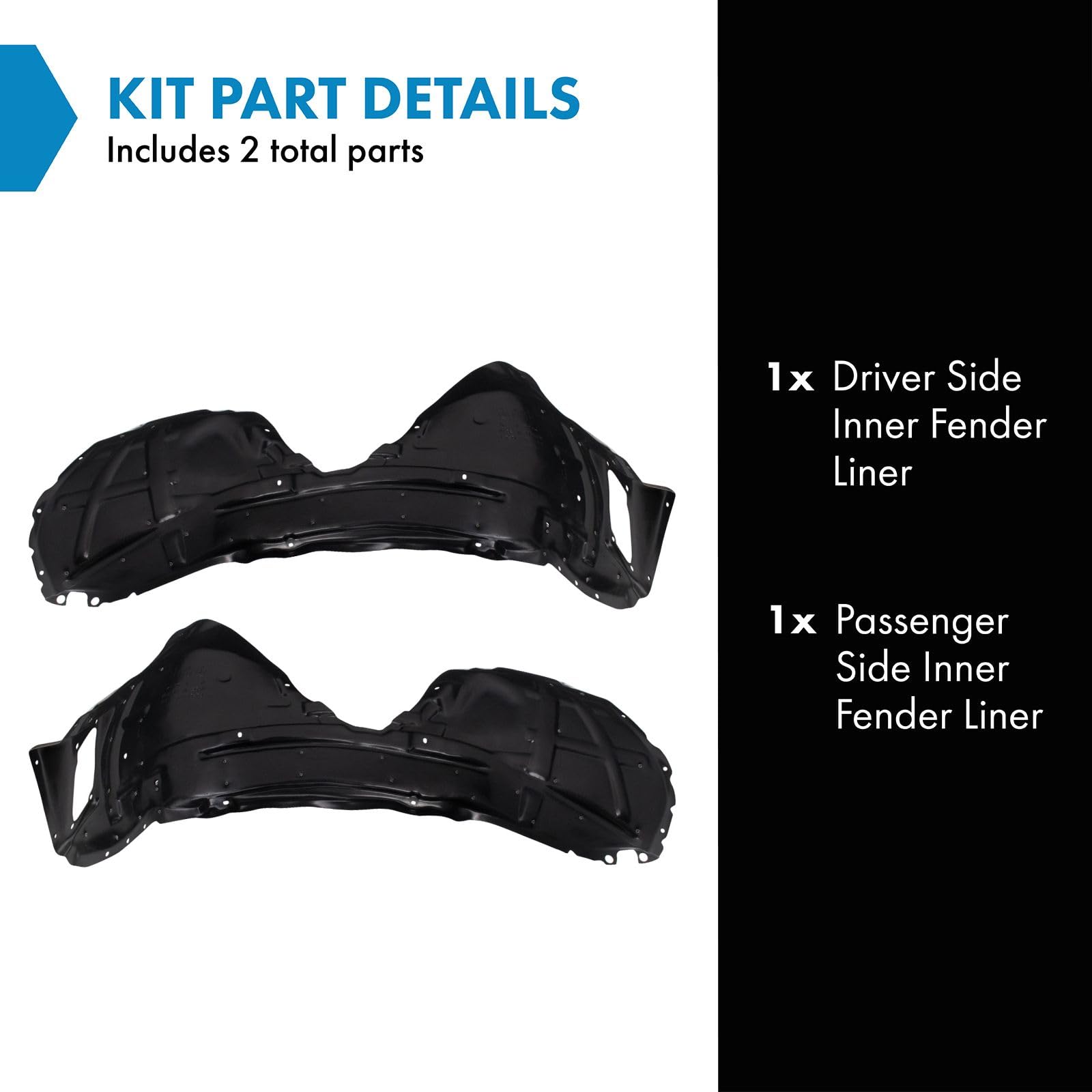 Trq Inner Fender Liner Set Compatible With 2018-2022 Dodge Challenger Ch1248215 Ch1249215
