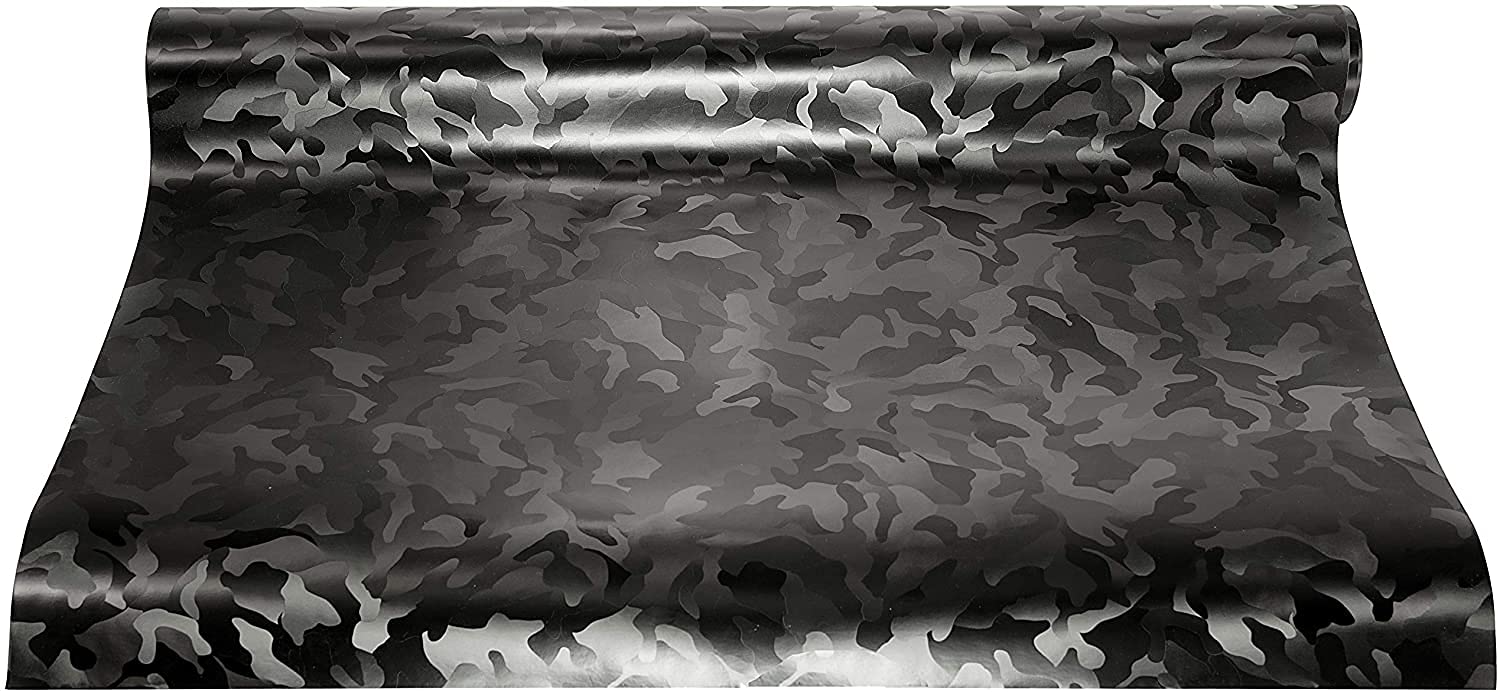 Vvivid+ Stealth Medium Pattern Camouflage Vinyl Wrap Roll (8Ft X 5Ft, Black)