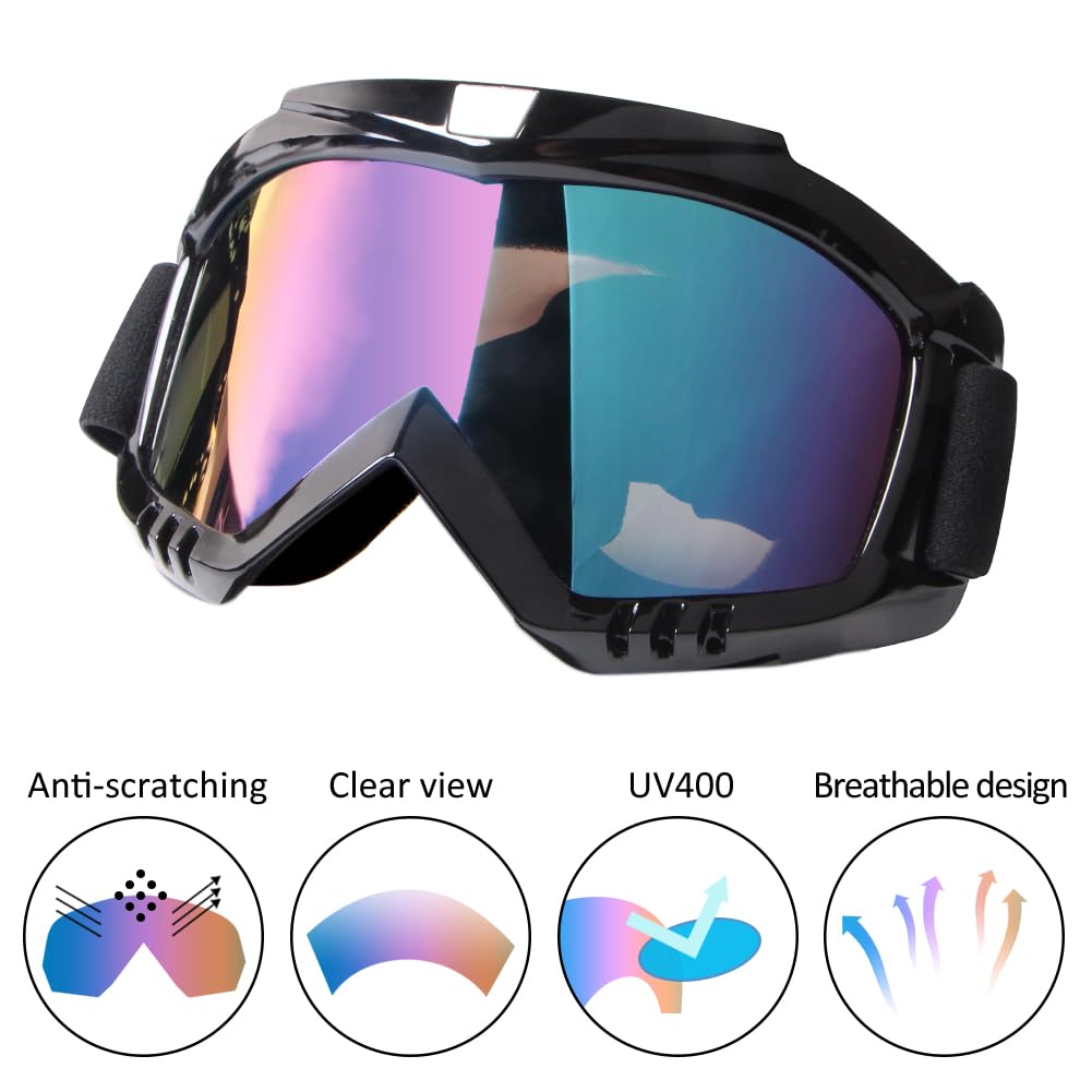 Lmavag Atv Goggles Dirt Bike Goggles 2-Pack Motorcycle Motocross Goggles Riding Racing Goggles Mx Helmet Goggles Windproof Glass