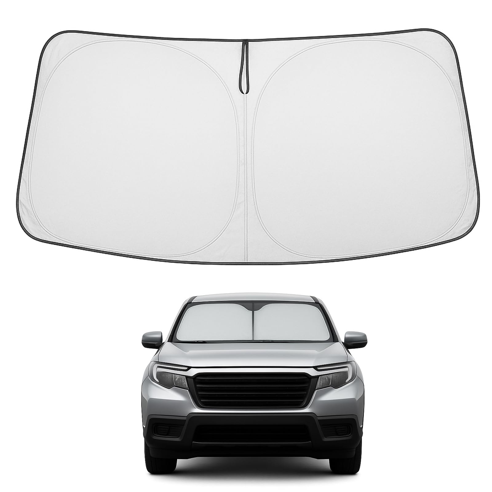 Proadsy 2025 Upgrade Windshield Sun Shade Custom Fit Honda Ridgeline 2017-2024 2025 4-Layer Foldable Front Sunshade Protector Su