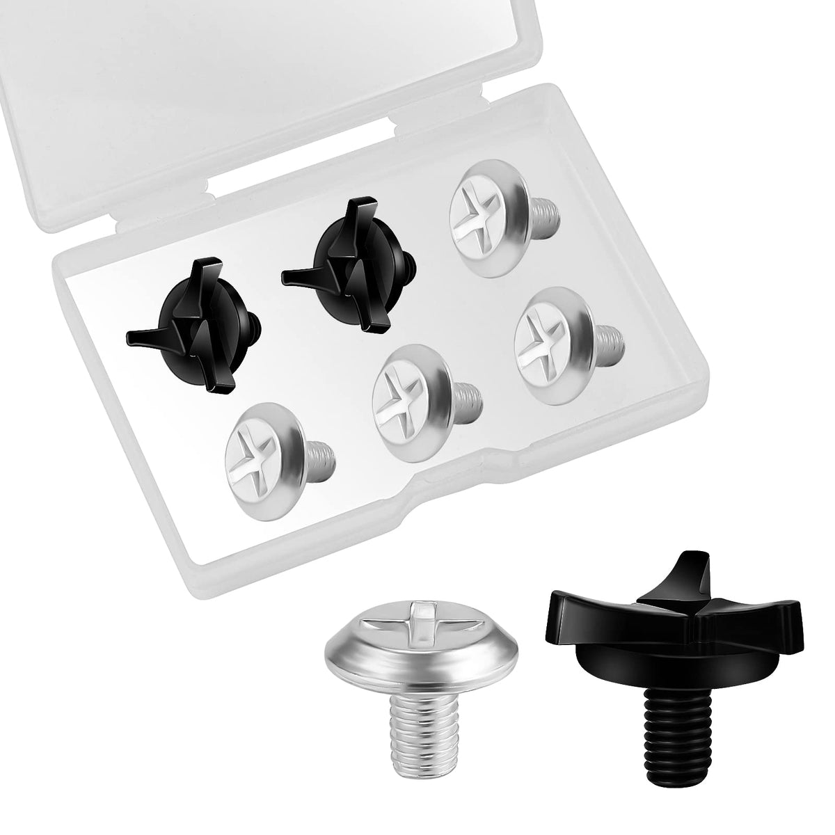 AIEX 7pcs Motorcycle Helmet Screws, Motorcycle Helmet Visor Screws Helmet Visor Clips Motorcycle Helmet Accessories (Black, Silv