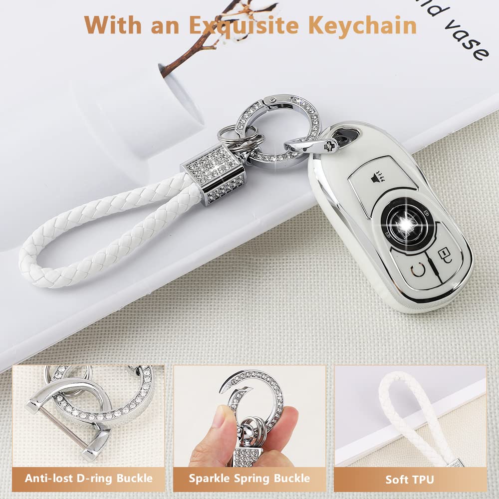 Pifoog Accessories For Buick Regal Encore Gx Key Fob Cover 5 Buttons Soft Tpu Keys Shell Case Glittering Car Keychain Full Prote