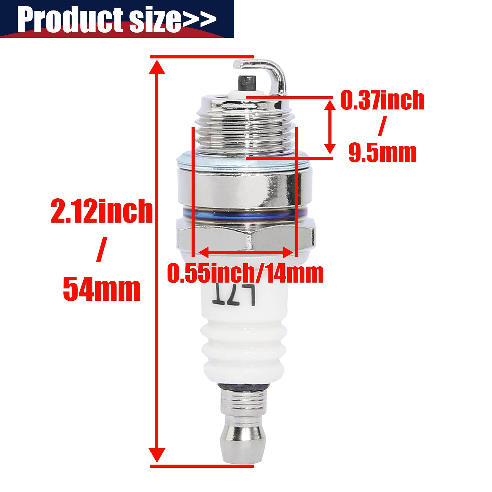 QAZAKY Ignition Coil Spark Plug L7T for 2-stroke 33cc 43cc 47cc 49cc 50cc Mini moto Dirt Pocket Bike Chopper Scooter Kids Quad A