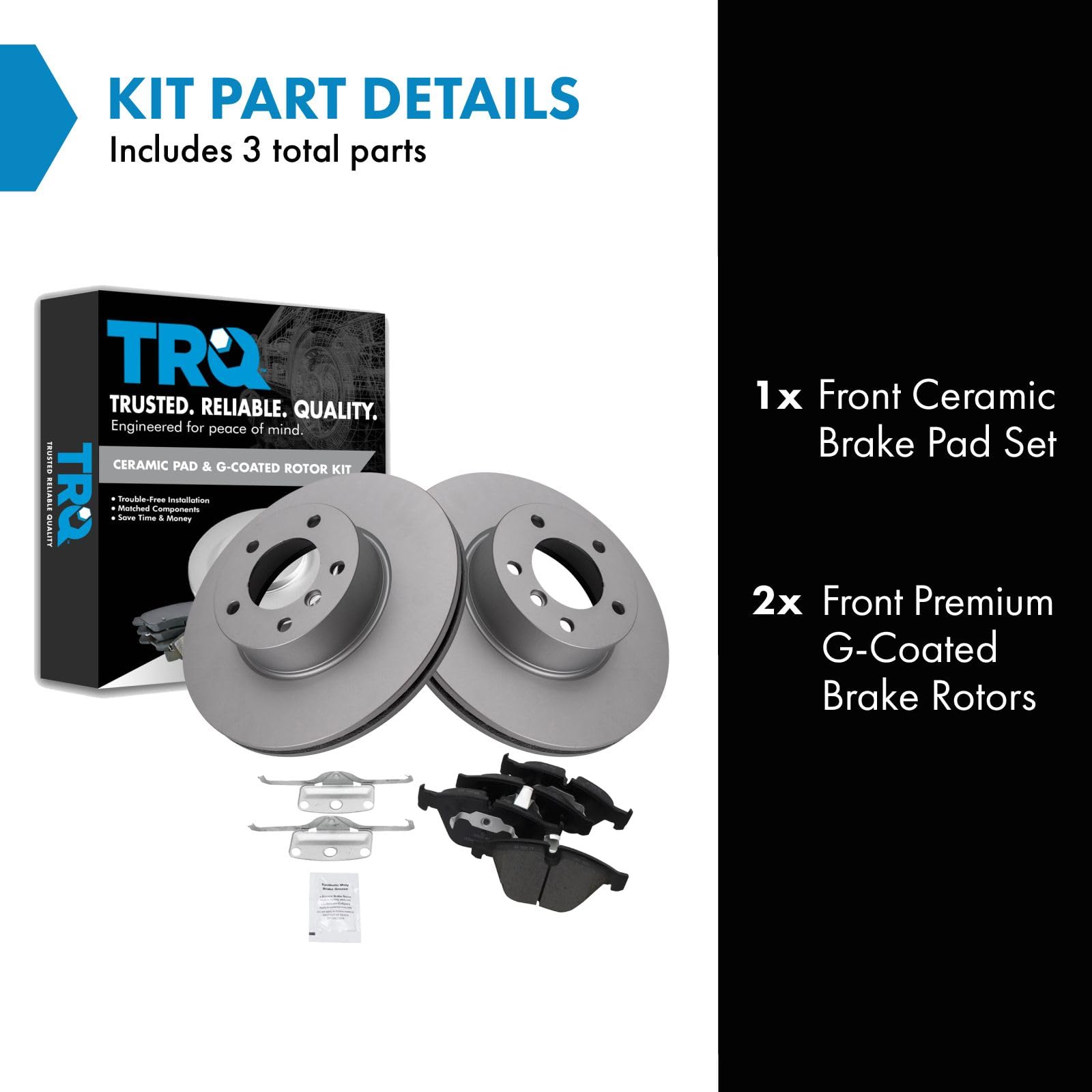 Trq Front Brake Pad & Rotor Kit Brake Pads Brake Rotor Ceramic Premium G-Coated Compatible With 2007-2013 Bmw 328I 2009-2013 328