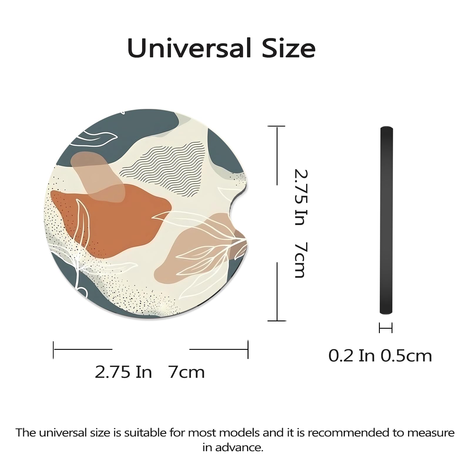 FJyuanqi Coasters for Cup Holders, 2 Pack Anti Slip Universal Rubber Cup Coaster, Car Interior Accessories - Abstract Boho Deser