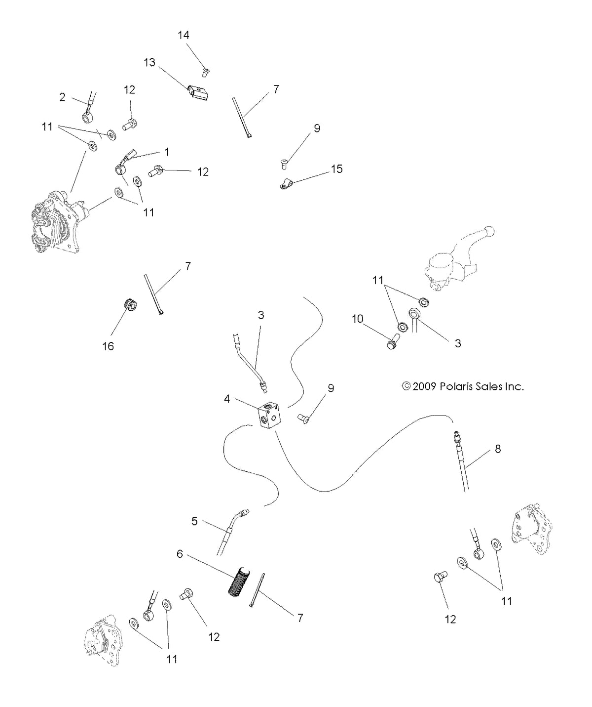 Polaris Atv Brake Line Kit, Rear, Genuine Oem Part 2202708, Qty 1