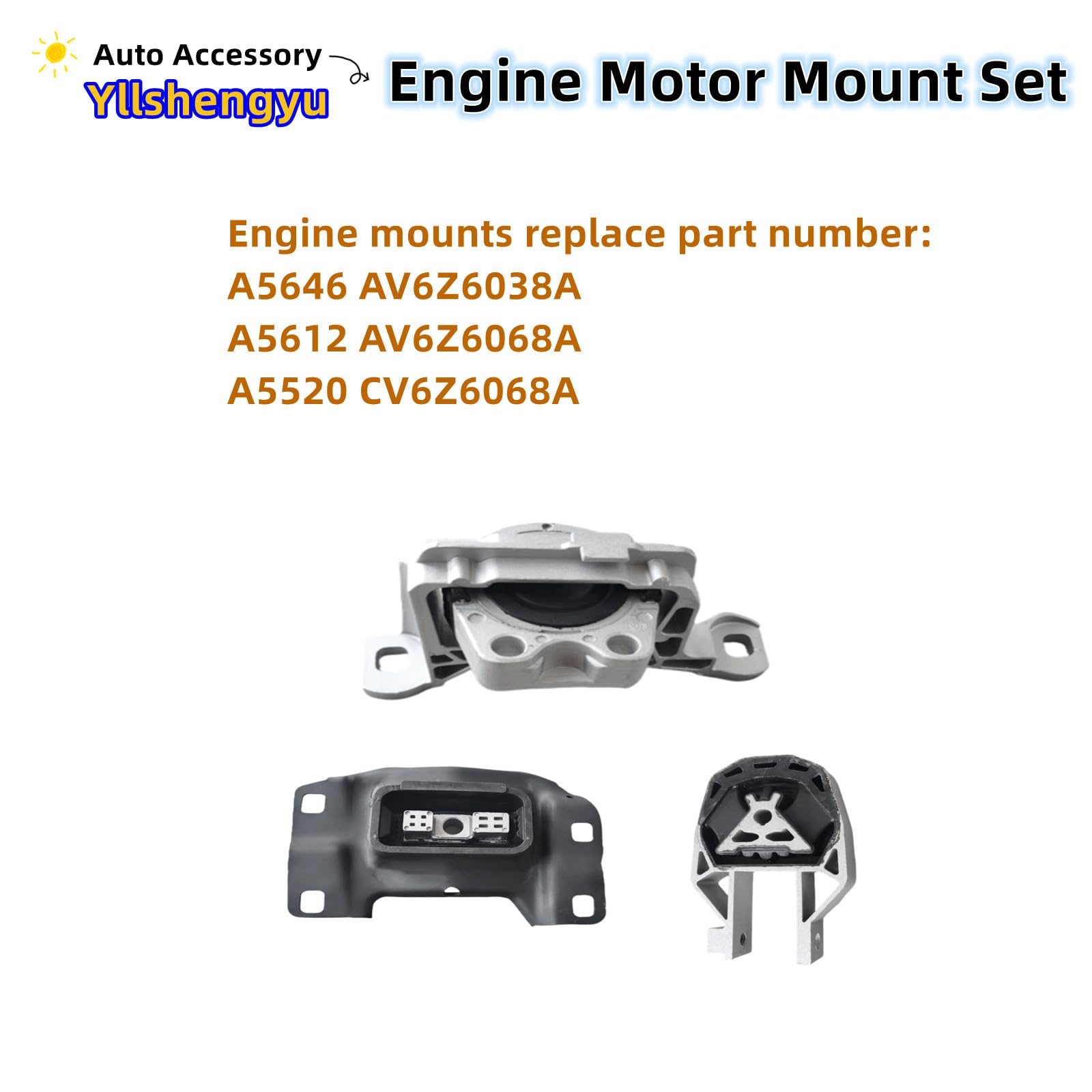 3Pcs Engine Motor Transmission Mount Set Compatible With Focus 2012 2013 2014 2015 2016 2017 2018 2.0L L4 Replacement For A5520