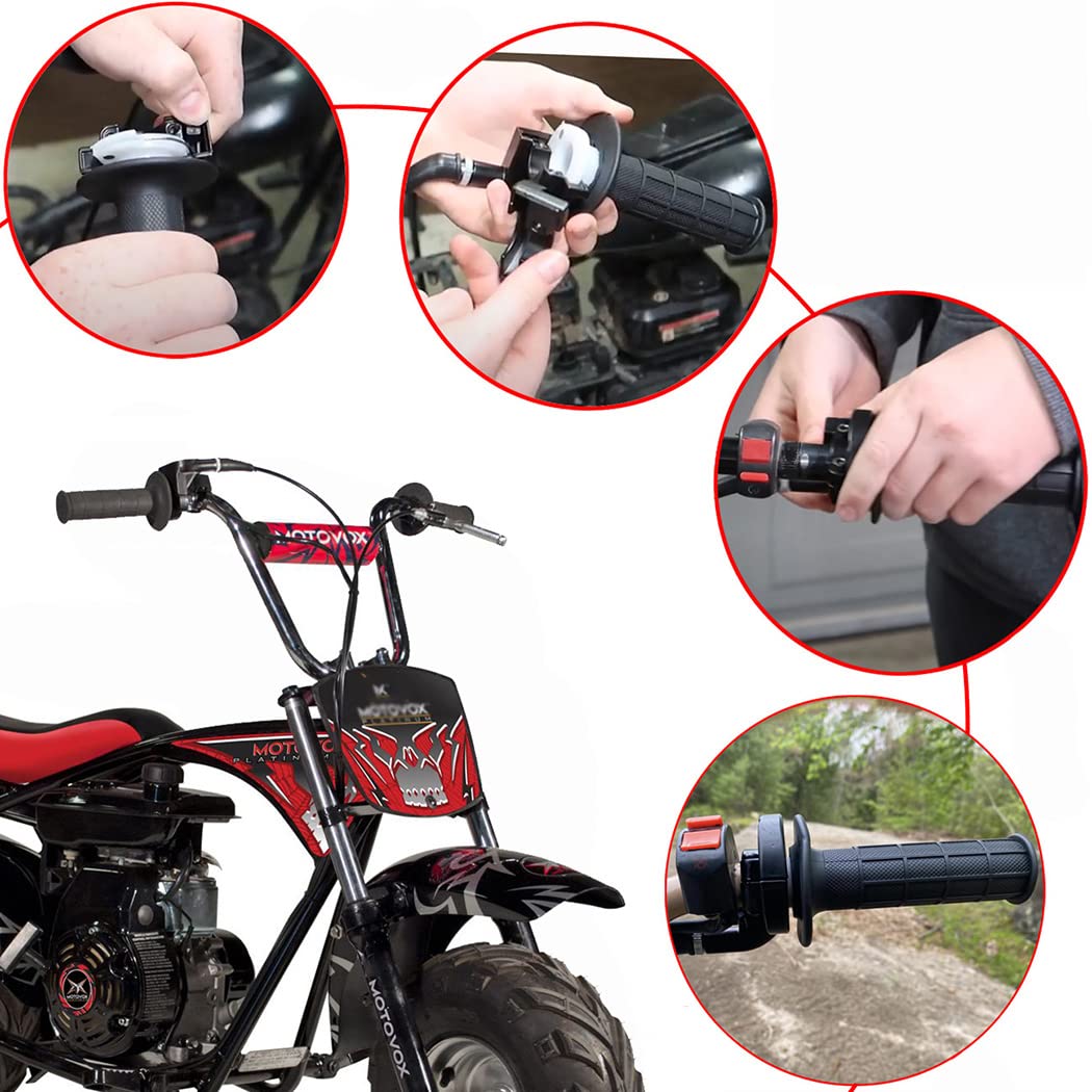 Auto-Moto Twist Throttle Cable Housing Grips Set For Mini Bike Pit Bike Dirt Bike Motovox Mbx10 Mbx11 And Warrior Mb165 Mb200 5.5Hp 6.5Hp196Cc