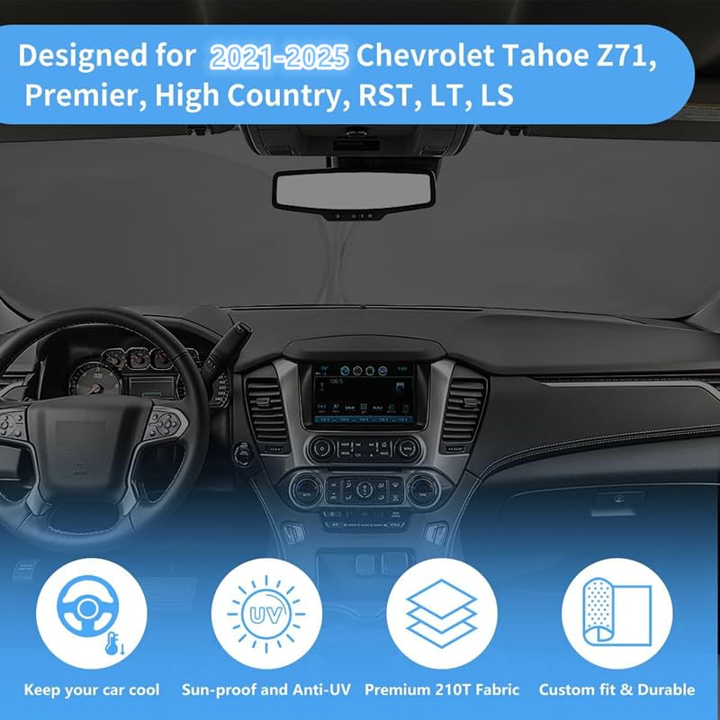 Car Windshield Sun Shade Suv Front Window Sunshade Protector Foldable For 2025 2024 2023 2022 2021 Chevrolet (Chevy) Tahoe Z71,