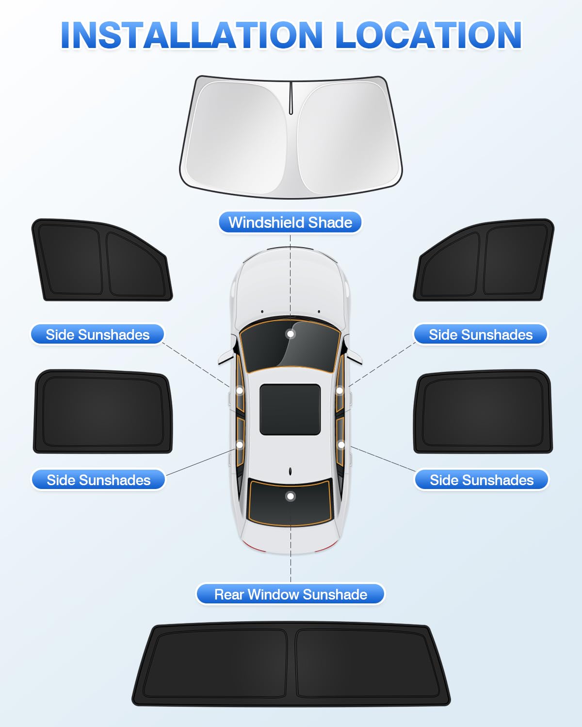 Canvcle Sunshades For Dodge Ram 1500 2019-2024 2025 Accessories Windshield Sun Shade Side Rear Window Shade Cover Sun Visor Shie