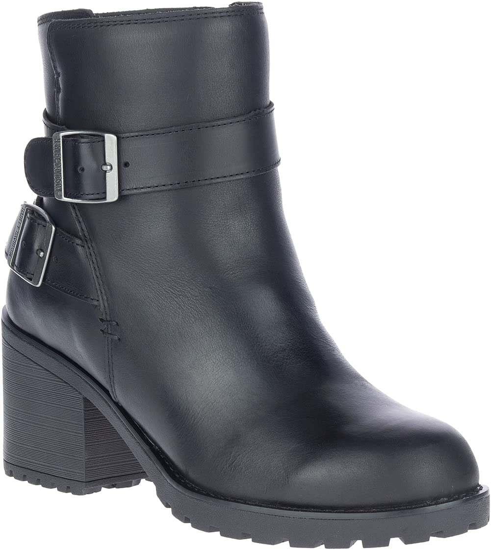 HARLEY-DAVIDSON FOOTWEAR Women's Lalanne Double Strap Motorcycle Boot, Black, 5.5
