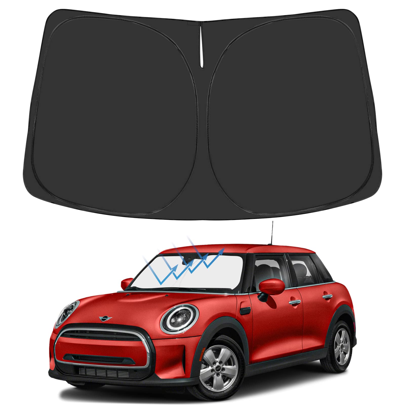 Proadsy 2025 Upgrade Windshield Sunshade Custom For Mini Cooper 2015-2023 2024 2025 Reflective Heat Sun Uv Protector Foldable Fr