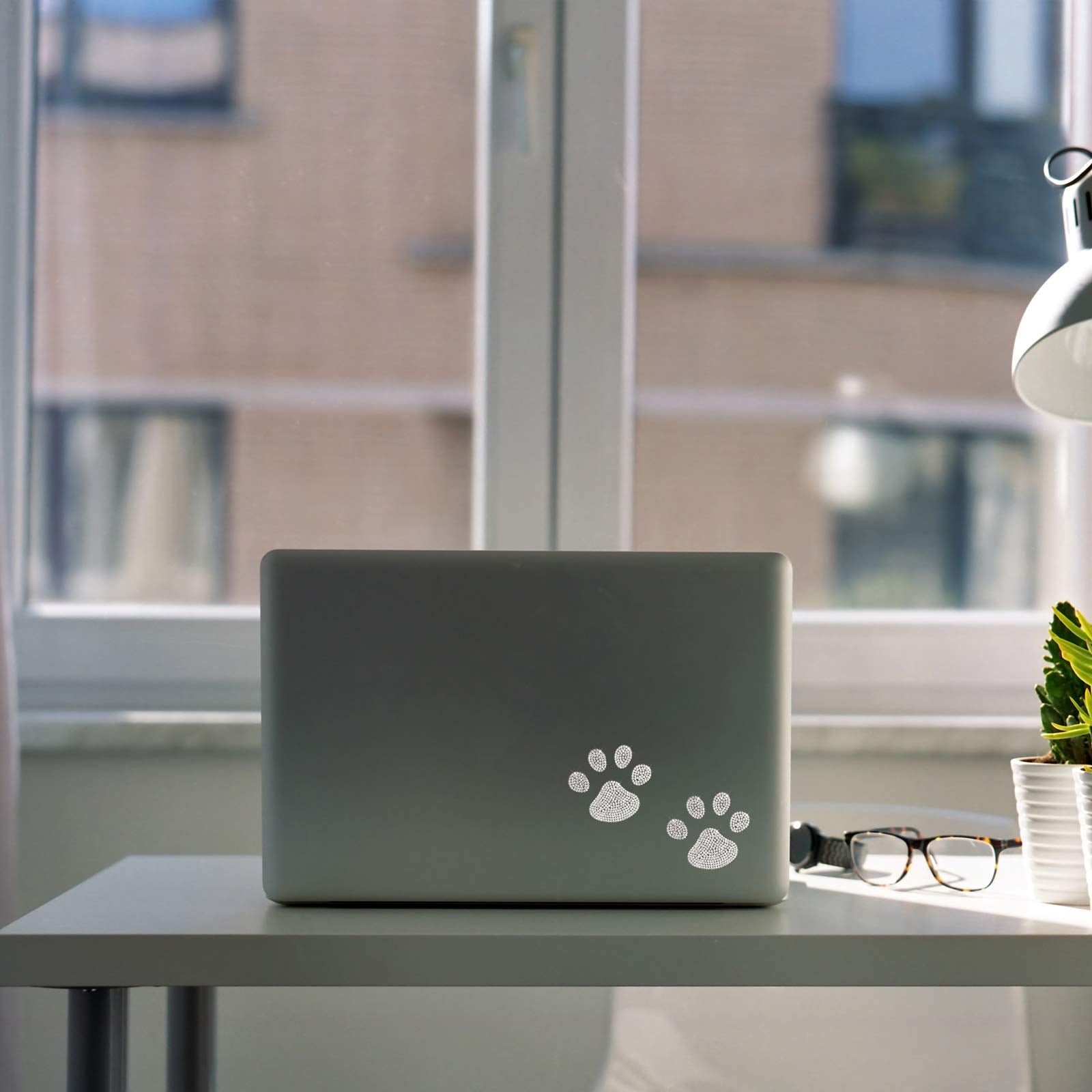 Hungmieh Bling Rheinstone Dog Paw Sticker, Cat Paw Print Stickers Bear Animal Footprint Decal For Cars Truck Window Laptops Ipad