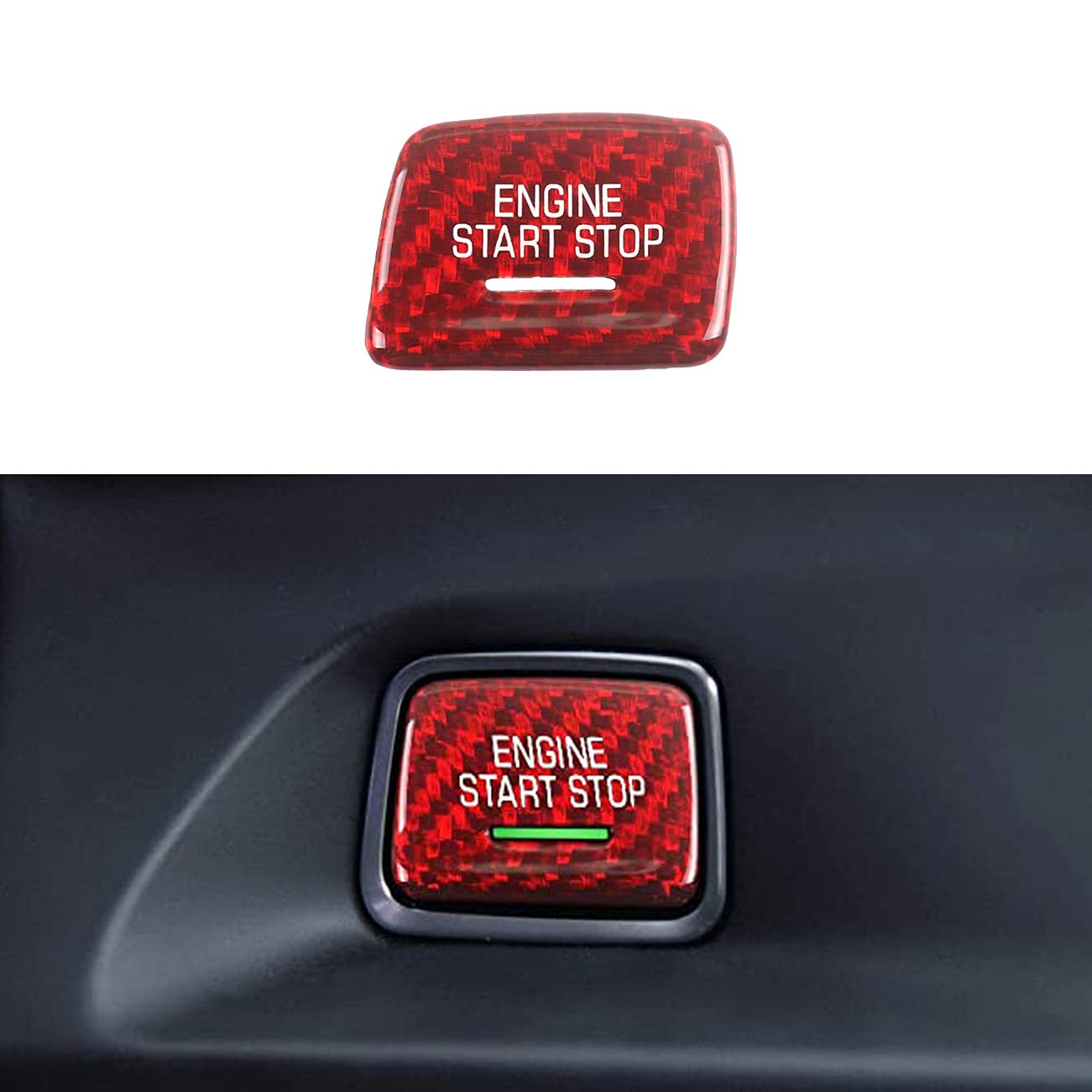 Microck Engine Engine Start/Stop Push Start Button Cover For 2014-2019 Chevy C7 Corvette, For 2016-2020 Chevrolet Camaro, Real C