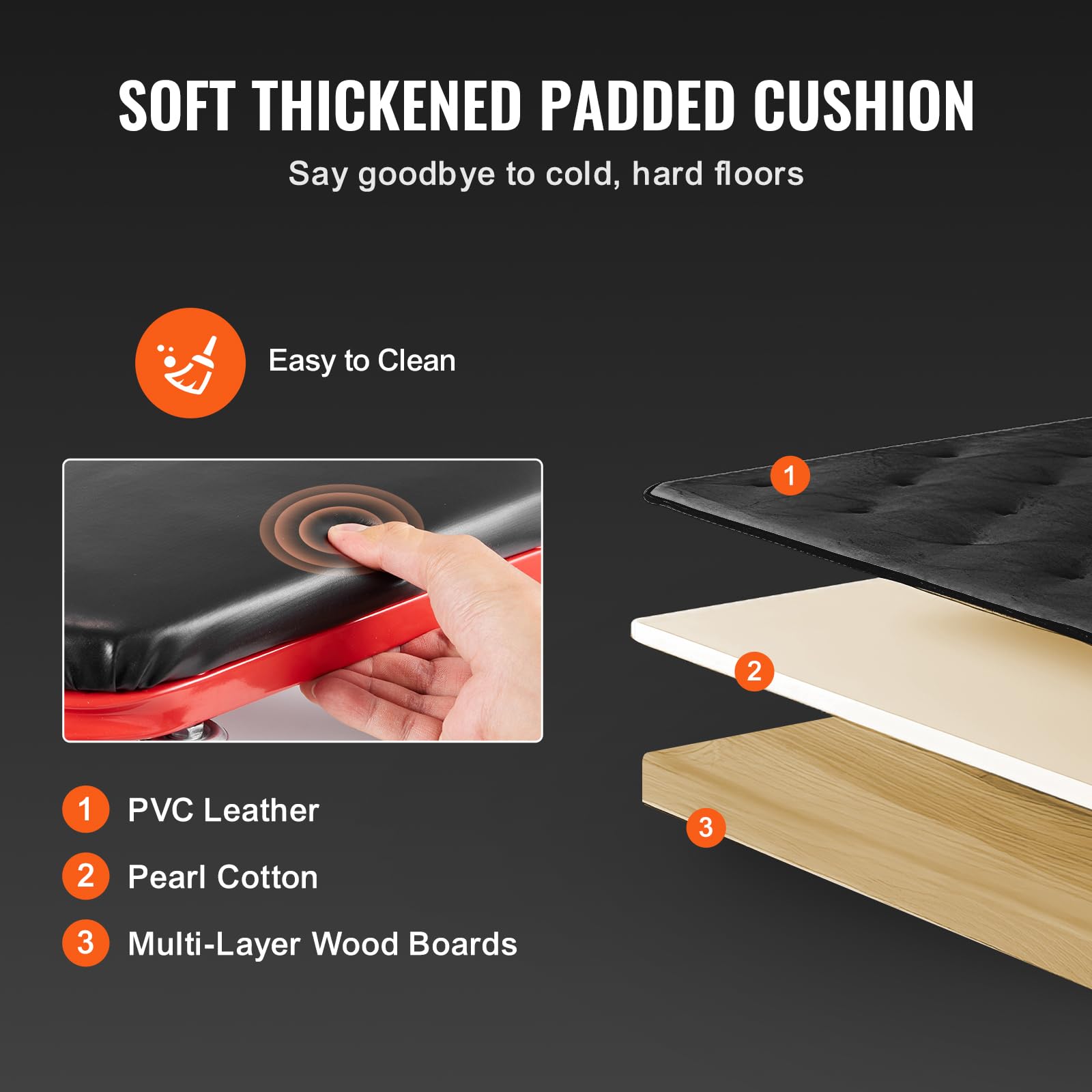 Vevor Foldable Z Garage Creeper, 36 In, 300 Lbs Load Capacity Rolling Folding Mechanic Creeper Stool, With 6 Wheels Tool Tray Pa