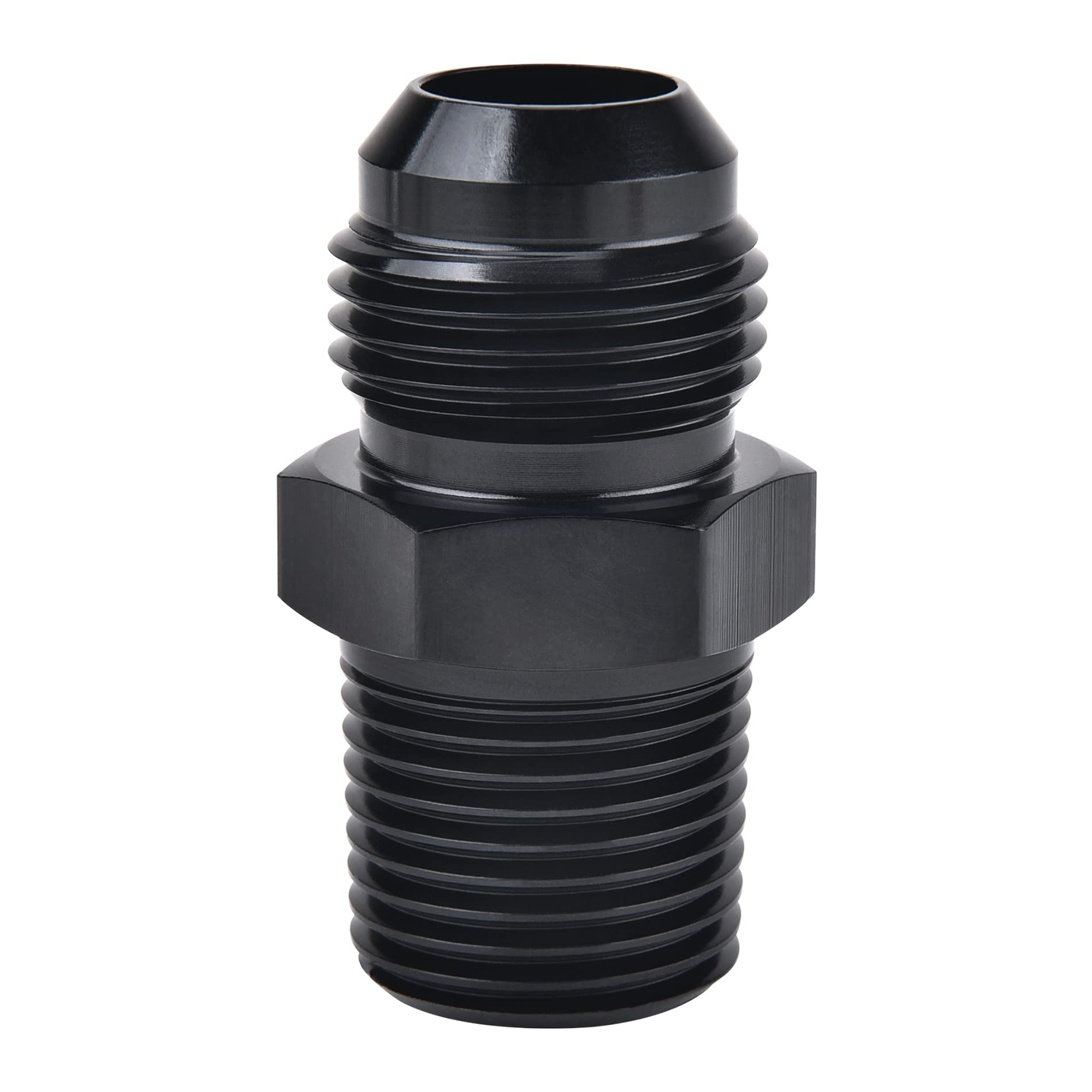 Evil Energy 8An Male Flare To 3/8'' Npt Pipe Fitting Adapter Aluminum Straight Black