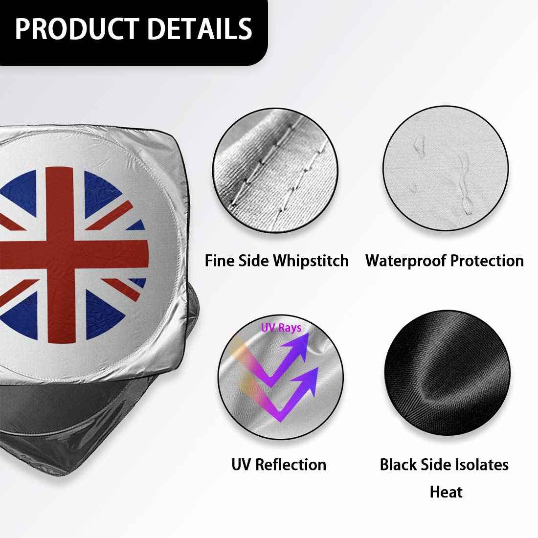 Jjhm Mini Cooper Windshield Sunshade Union Jack Accessories For R55 R56 R57 R58 R59 R60 R61 F54 F55 F56 F60 (2007-Up ), 59 X 27.