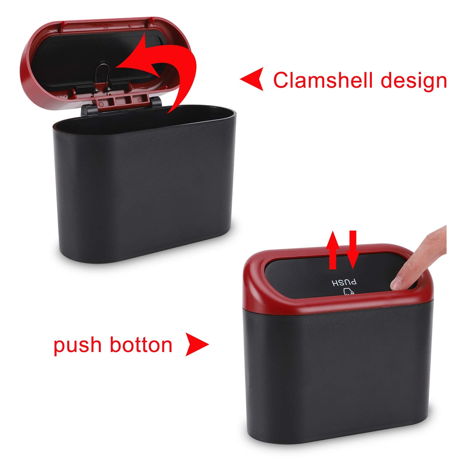 Accmor Car Trash Can With Lid, 2 Packs Mini Vehicle Trash Bin Car Dustbin Garbage Organizer Holder With 2 Roll Trash Bag, Portab