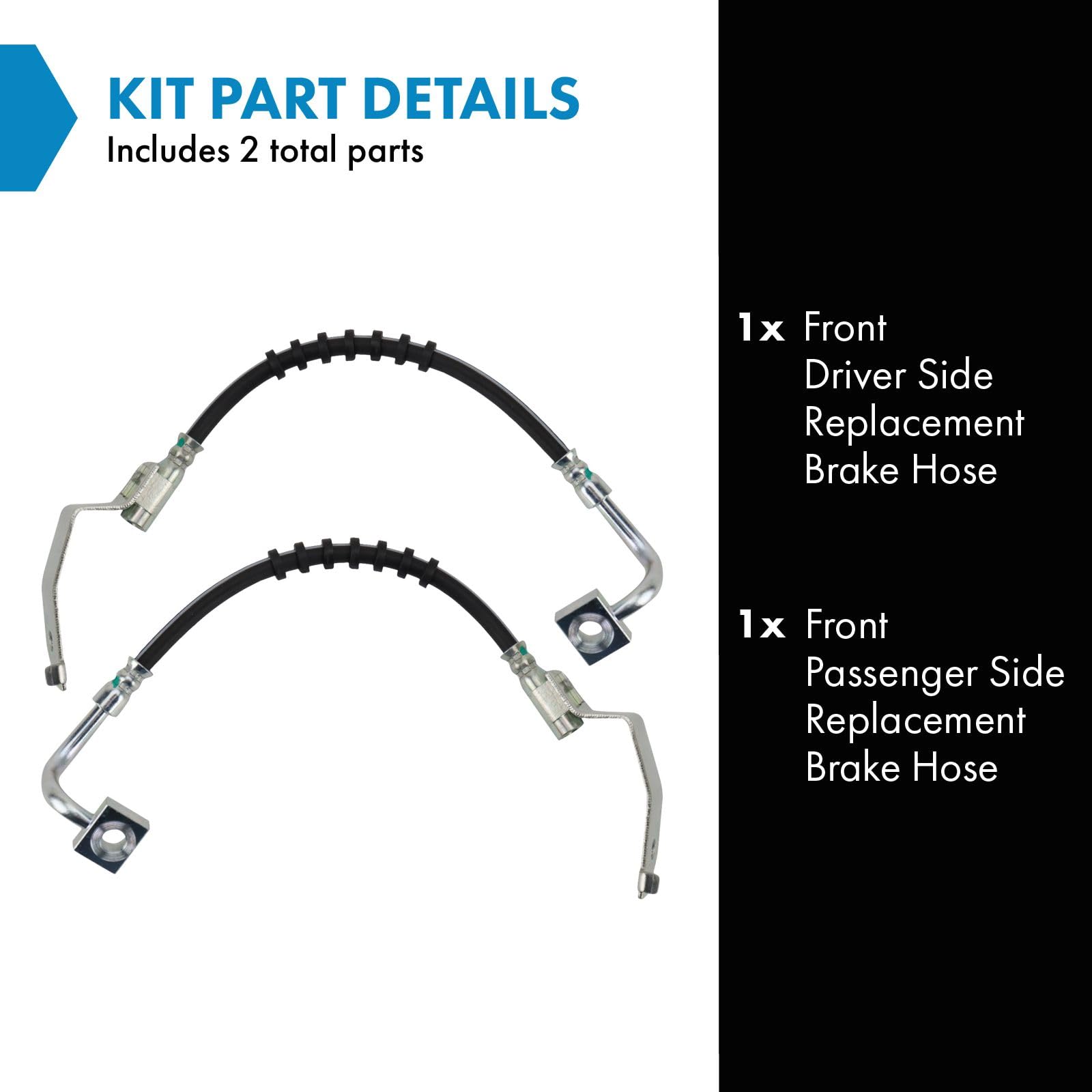 Trq Front Brake Hose Set Compatible With 1999-2002 Ford Crown Victoria 1998-2002 Lincoln Town Car Mercury Grand Marquis