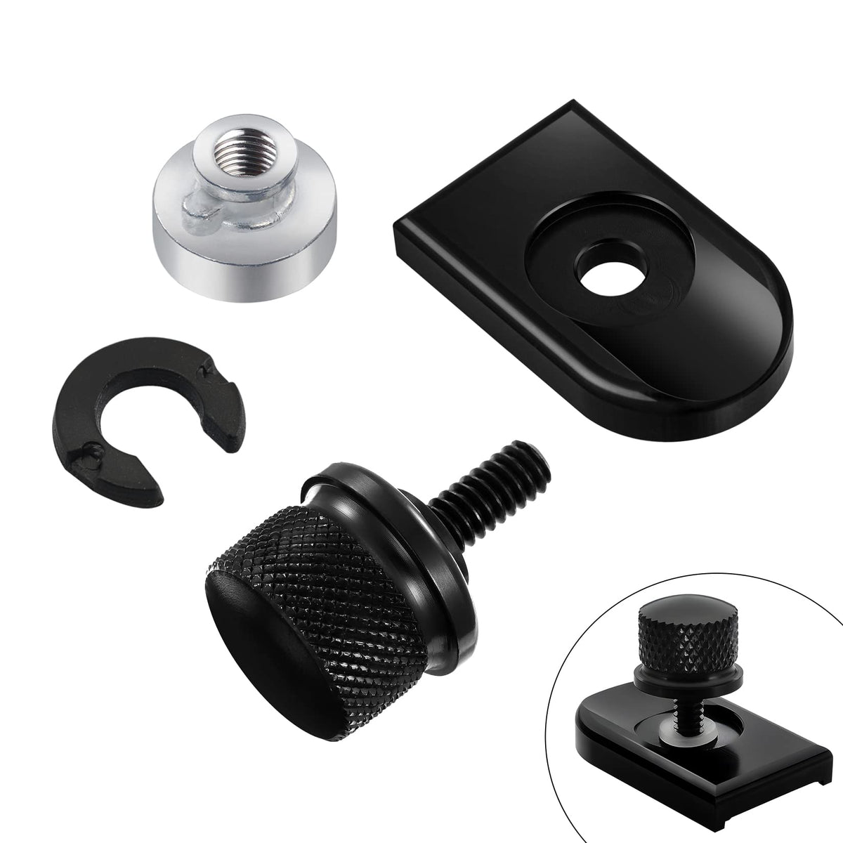 Pbymt Rear Seat Bolt Quick Release Seat Tab Cover Screws Hardware Kit Compatible For Harley Road King Street Electra Glide Dyna Softail 1997-2024