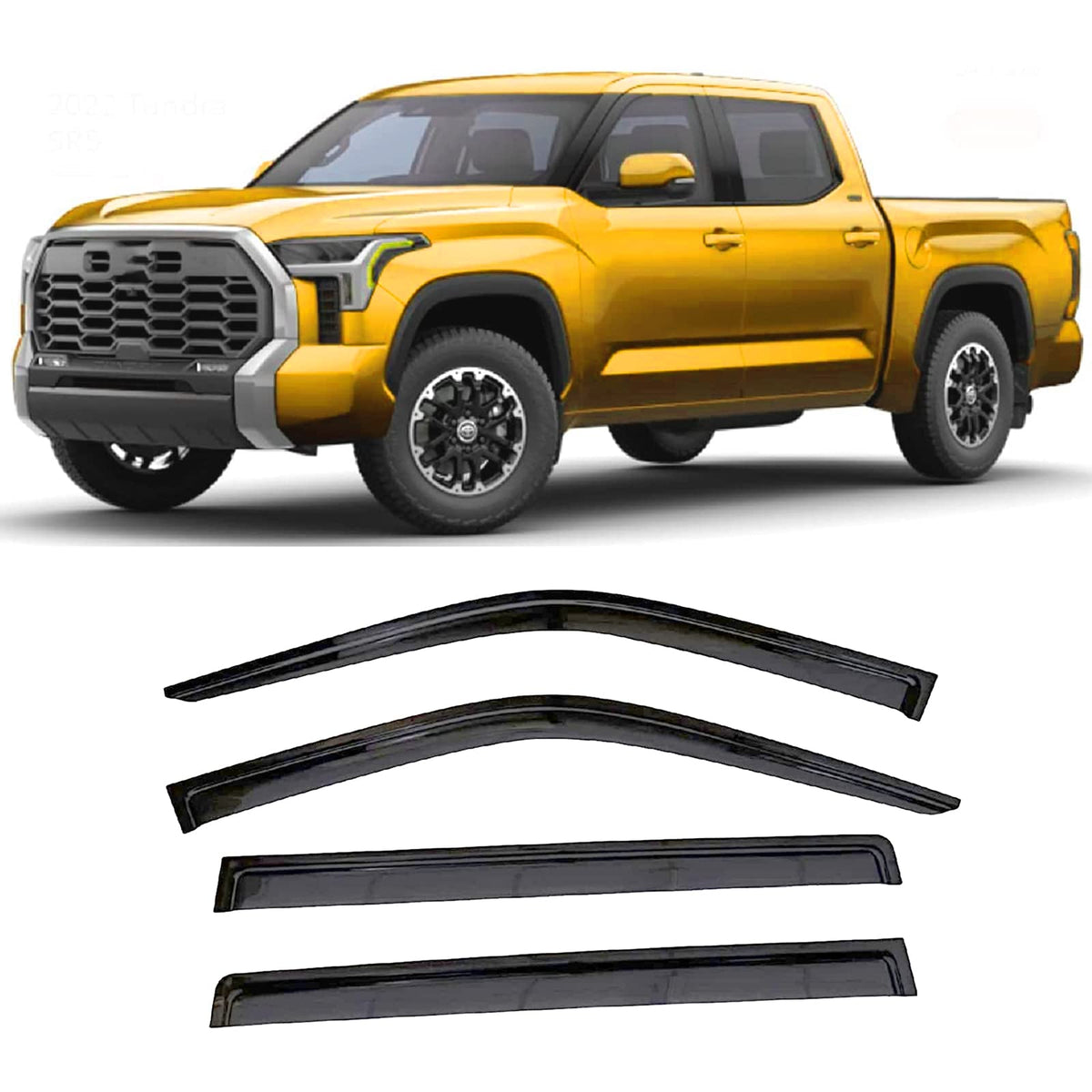 Zzdsnj Tape-On Windows Visor 4-Piece For 2022-2025 Toyota Tundra(Crewmax) Rain Guards Shield Shade Smoke 94888