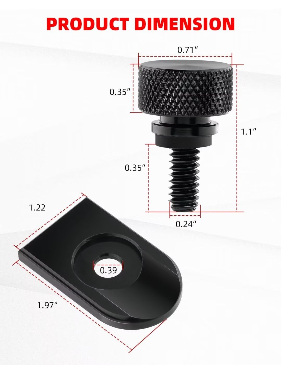 Amazicha Black Aluminium Seat Bolt Tab Screw Mount Knob Cover Compatible With Harley Davidson 1996-2024