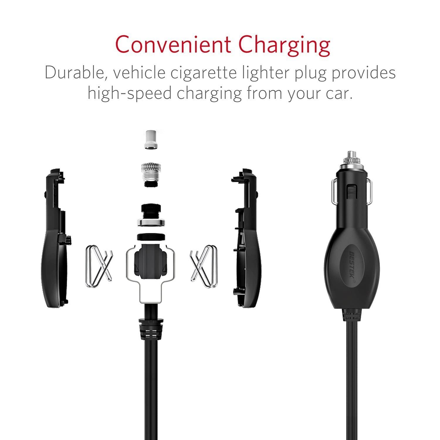 Bestek 12.1Ft / 3.7M 12V 24V Cigarette Lighter Extension Cord, 12Awg Heavy Duty Cigarette Lighter Cable With Cigarette Lighter P