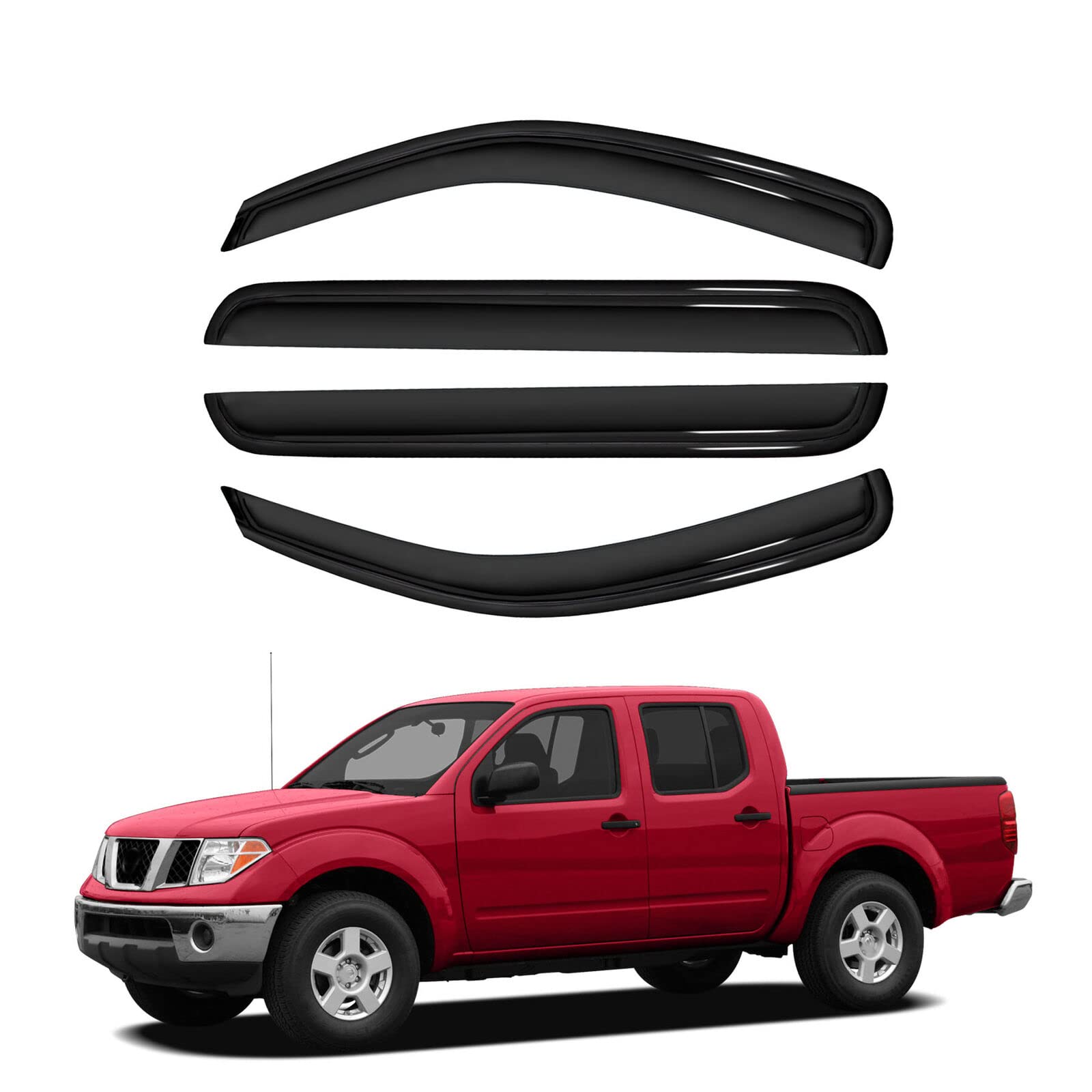 Gldifa 4Pc Sun Rain Guards Window Visor Wind Deflector Compatible With 05-12 Nissan Pathfinder Smoke