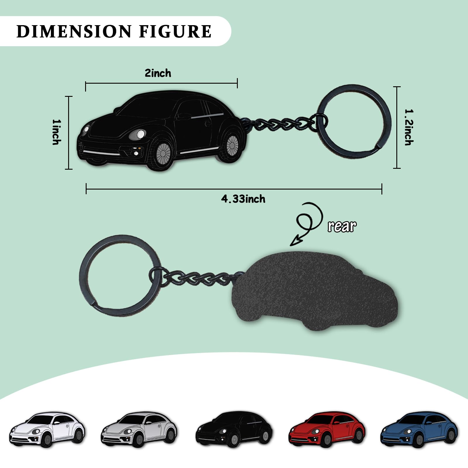 Glahorse For Volkswagen New Beetle Keychain，For Volkswagen New Beetle Accessories 2005-2022，Metal Keychain (Black)