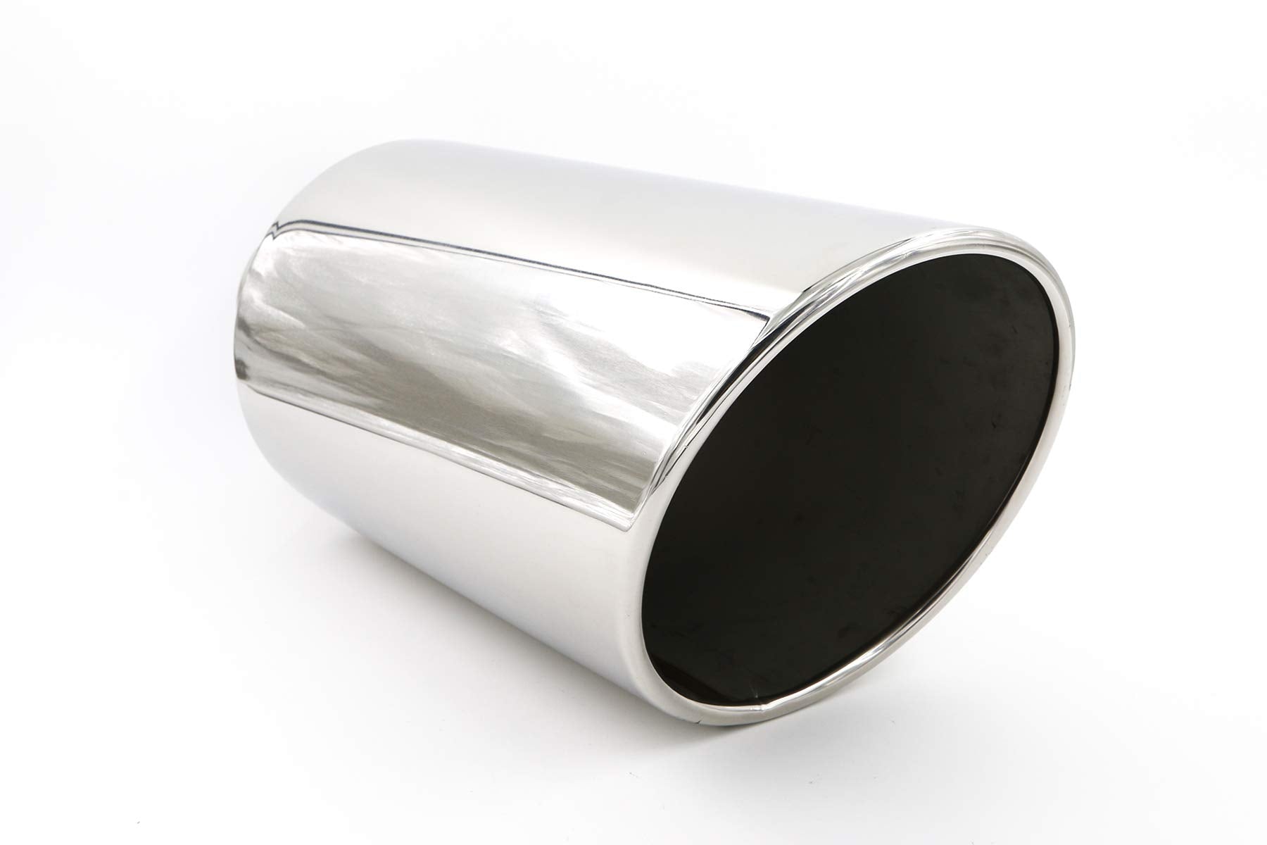 Rp Remarkable Power, 4'' Inlet 8'' Outlet 18'' Long Exhaust Tip, Bolt On Design Truck Tail Polished, Rolled Angle Cut