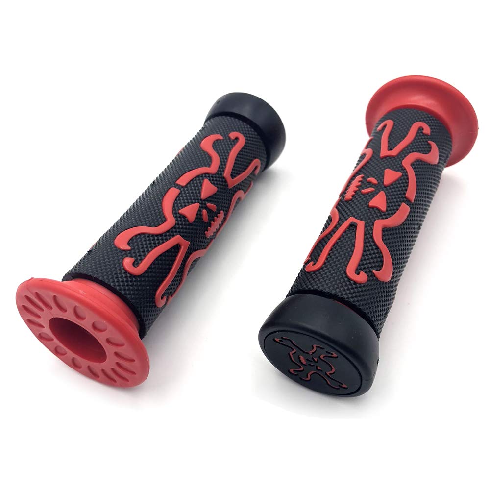 Httmt Xh4089-Red-22 Skull Grips Red Quad Atv (7/8 Inches Both Side)
