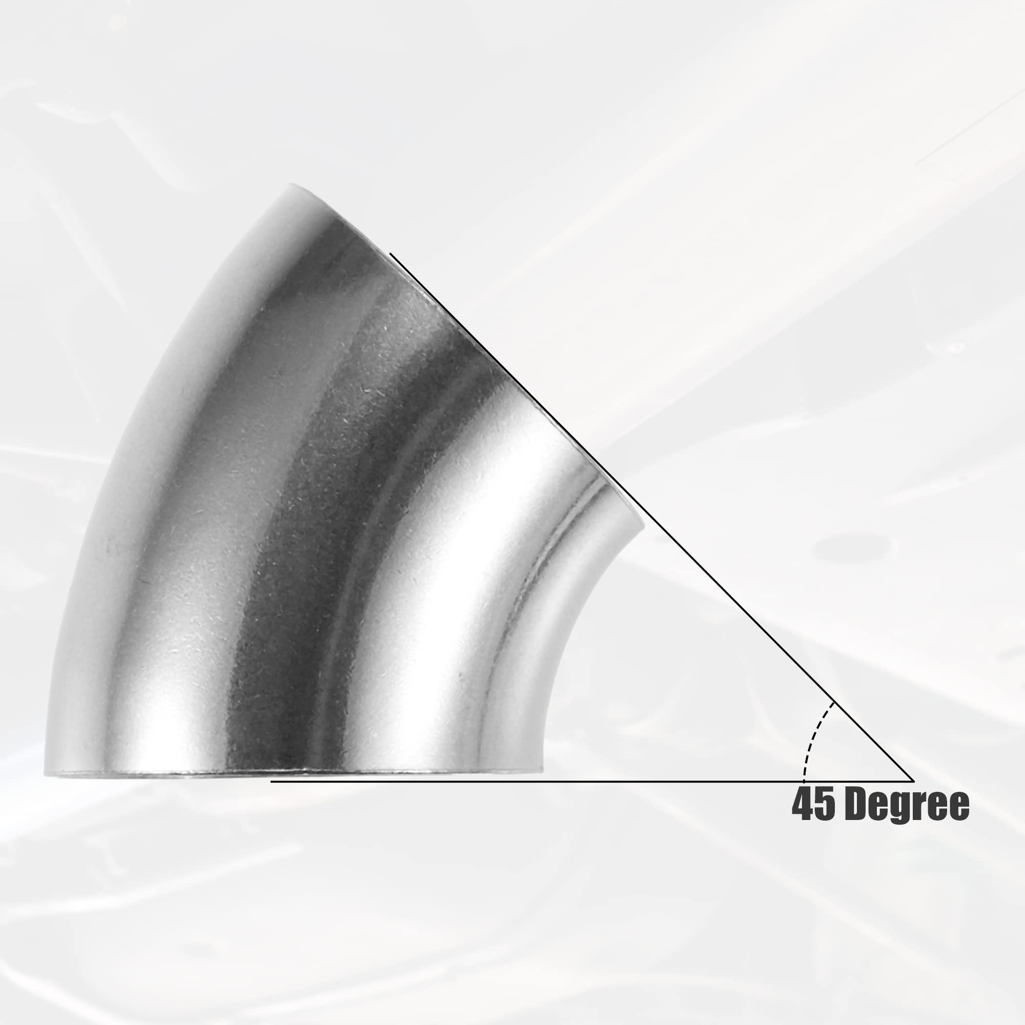 X Autohaux 4 Pcs Od 2.5 Inch 45 Degree Ss304 Stainless Steel Bend Tube Exhaust Elbow Pipe For Car Modified Exhaust System 2.5' Piping Silver Tone