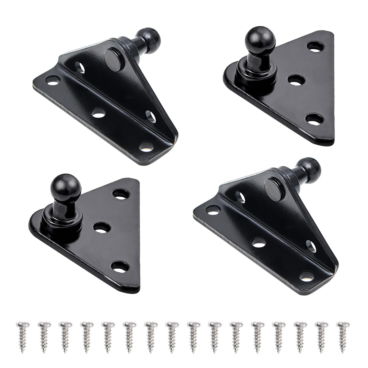 10MM Ball Stud Mounting Bracket for Gas Struts Lift Supports Shocks Spring Prop 4PCS, Black 4PCS, Black